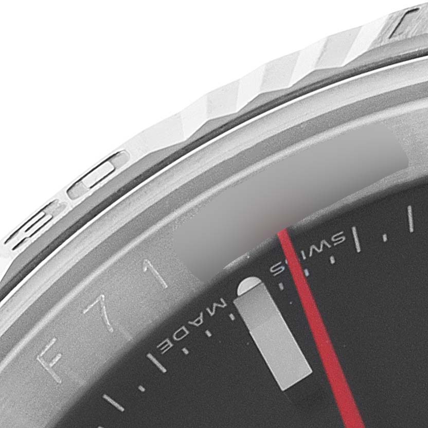 The image shows a close-up of the bezel and part of the dial of a Rolex Turn-o-Graph 116264 Men
s Stainless Steel Black Dial 116264 Men
s Stainless Steel Black Dial watch.