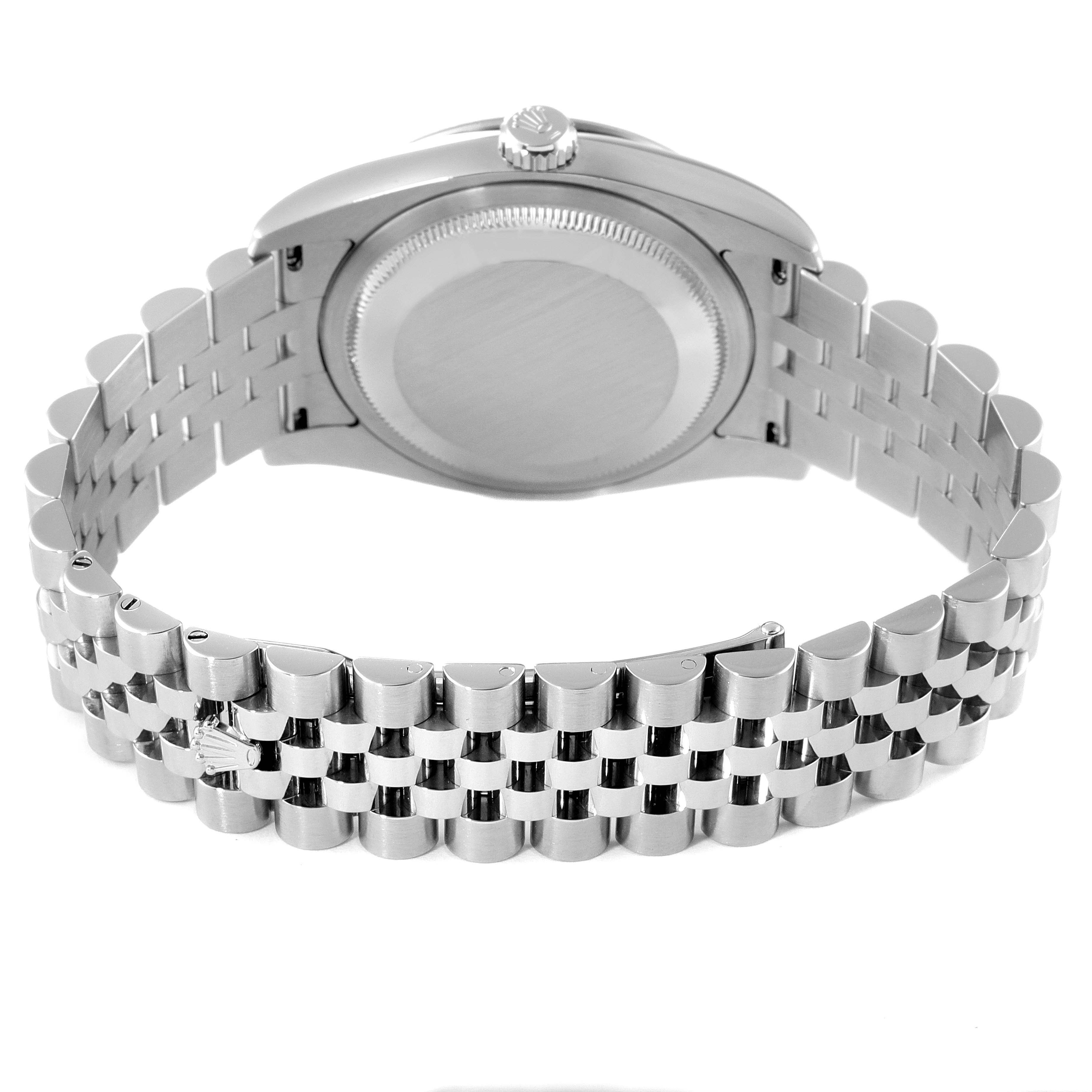 The image shows the back case and stainless steel bracelet of a Rolex Turn-o-Graph 116264 Men
s Stainless Steel Black Dial 116264 Men
s Stainless Steel Black Dial watch from a rear angle.