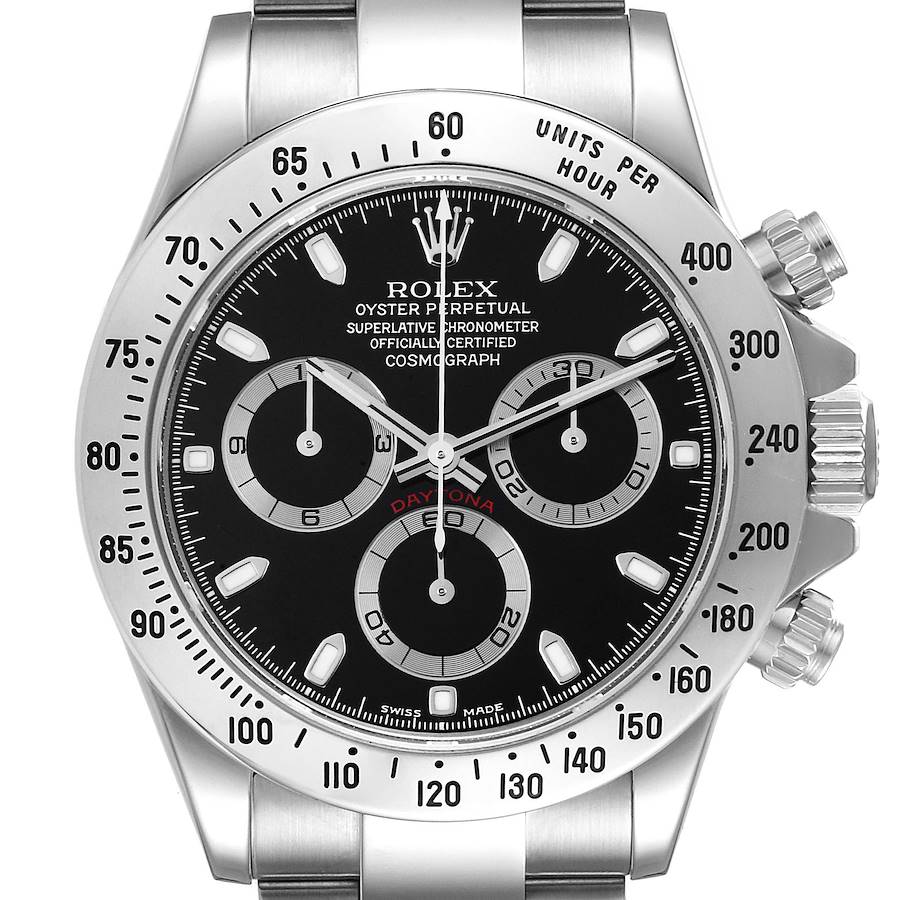 Rolex Daytona Chronograph Black Dial Steel Mens Watch 116520 Box Papers SwissWatchExpo