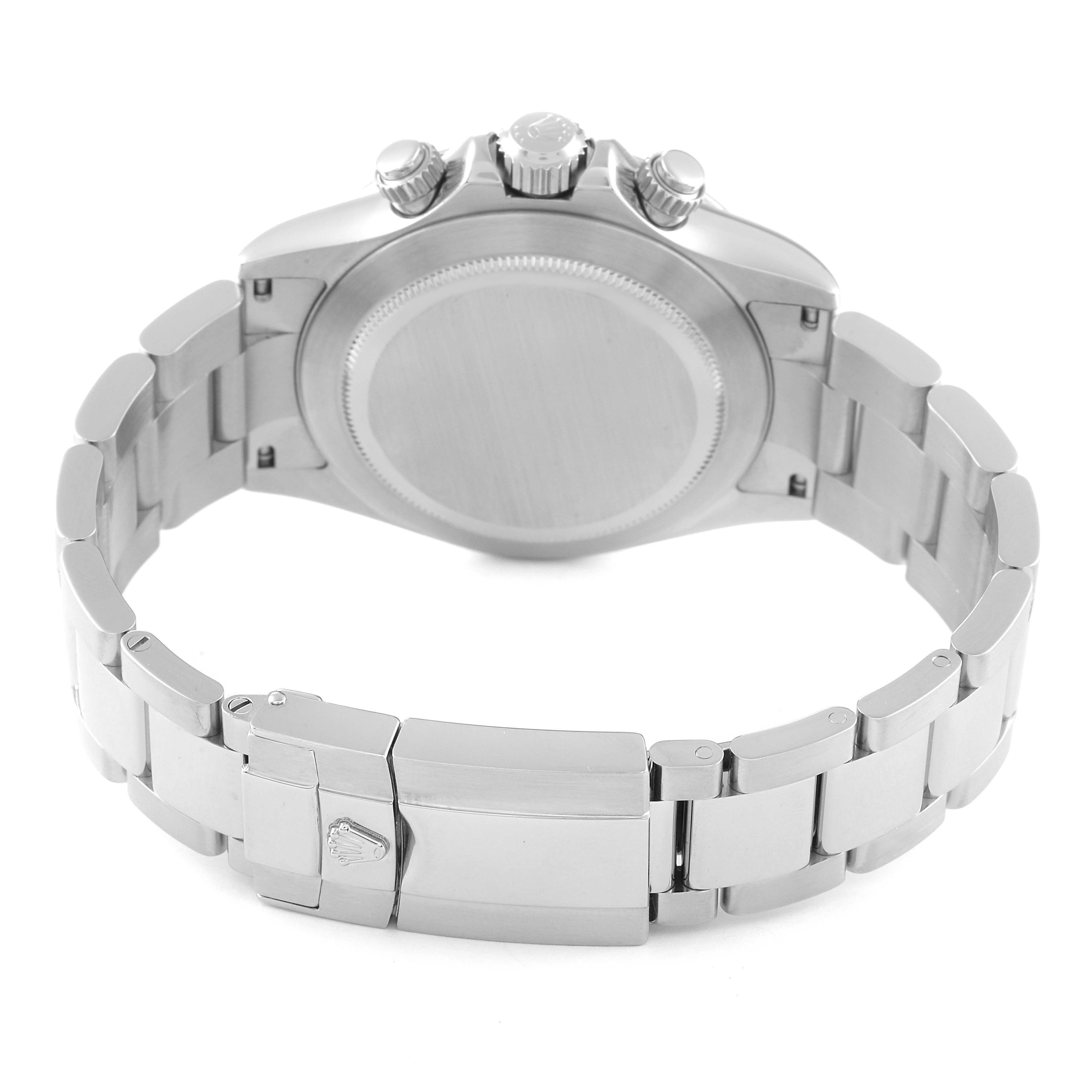 This image shows the back and bracelet clasp of the Rolex Daytona 116520 Men's Stainless Steel Black Dial 116520 Men's Stainless Steel Black Dial watch.