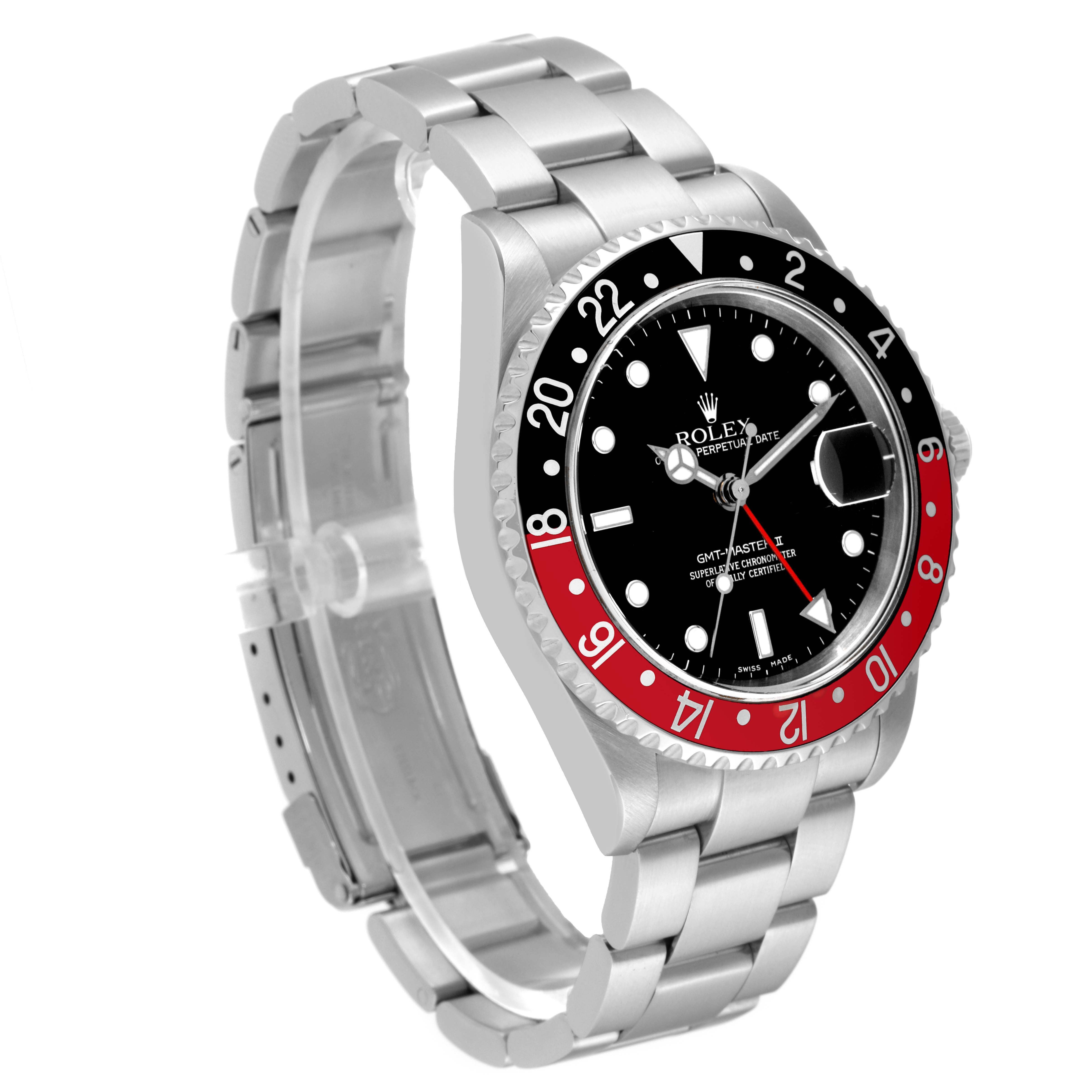 The Rolex GMT-Master 16710 Men's Stainless Steel Black Dial 16710 Men's Stainless Steel Black Dial watch is shown at a three-quarter angle, displaying the bezel, dial, case, and bracelet.