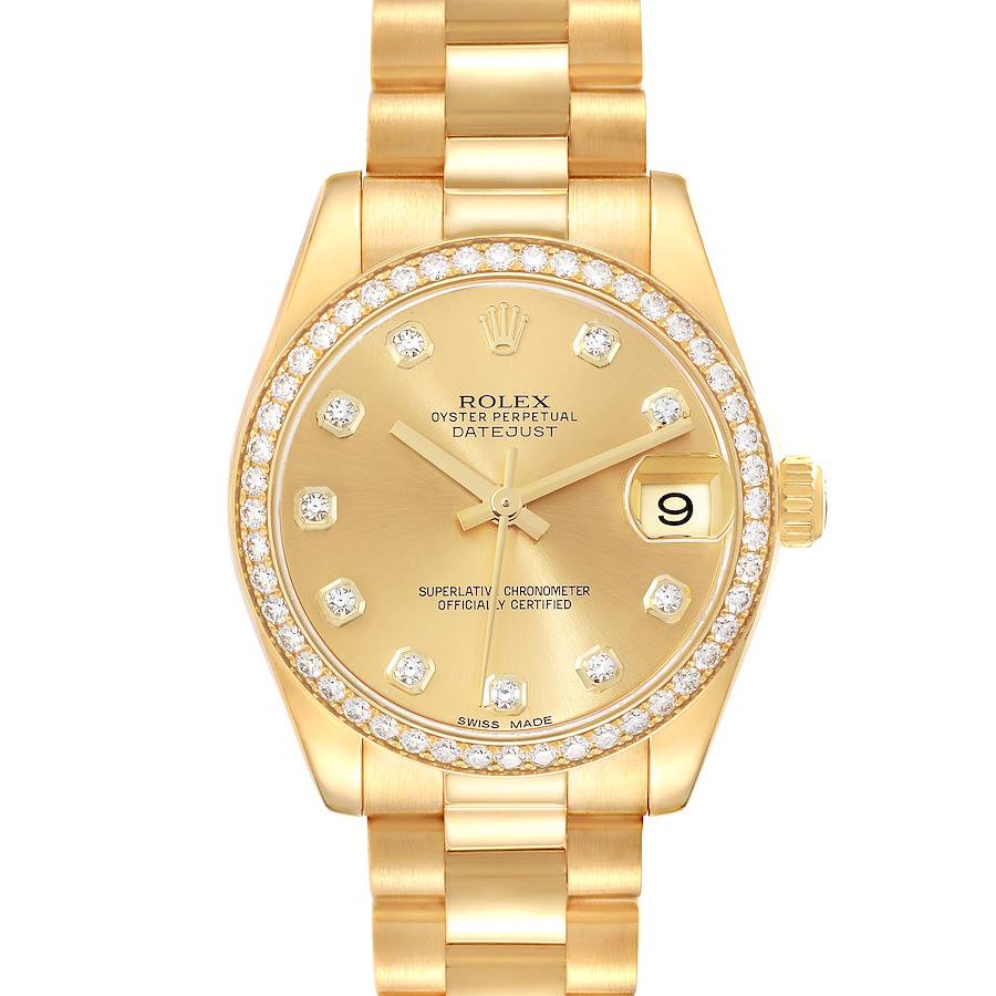 Rolex President 31 Midsize Yellow Gold Diamond Ladies Watch 178288 Box Card SwissWatchExpo
