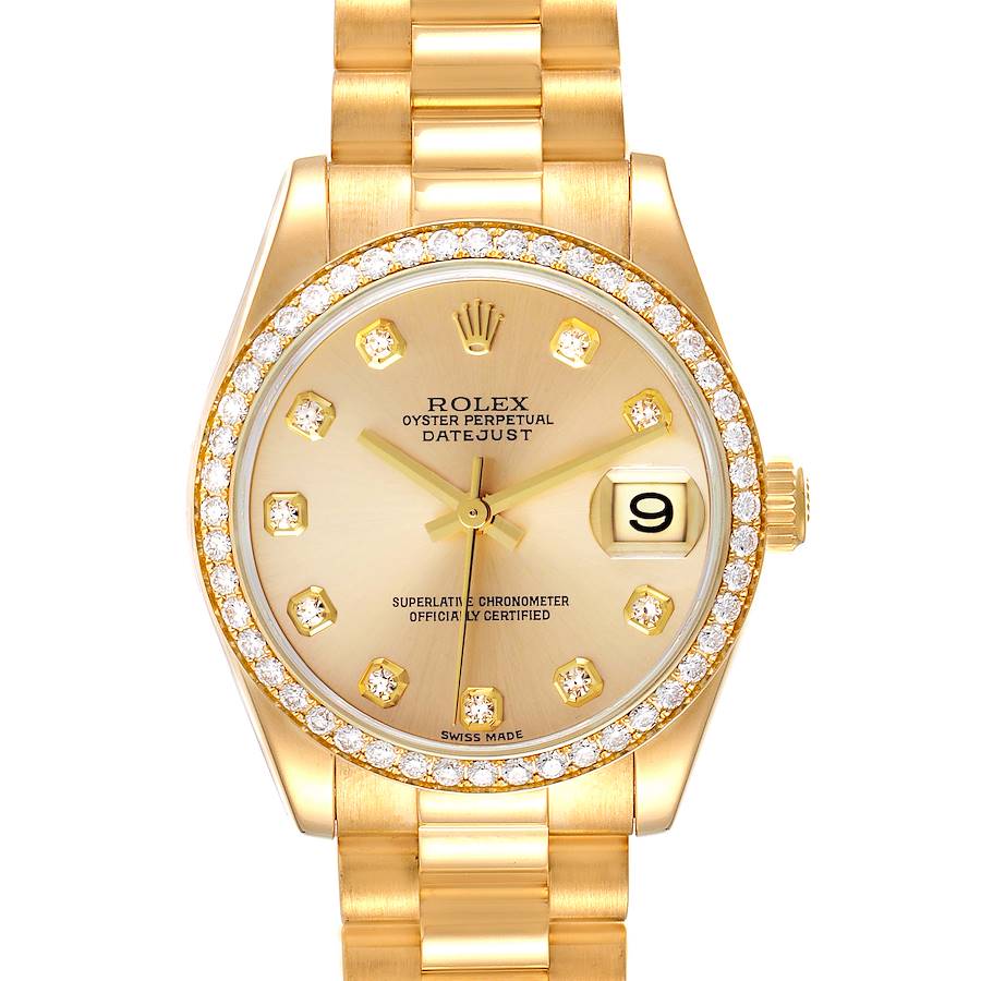 Rolex President 31 Midsize Yellow Gold Diamond Ladies Watch 178288 SwissWatchExpo