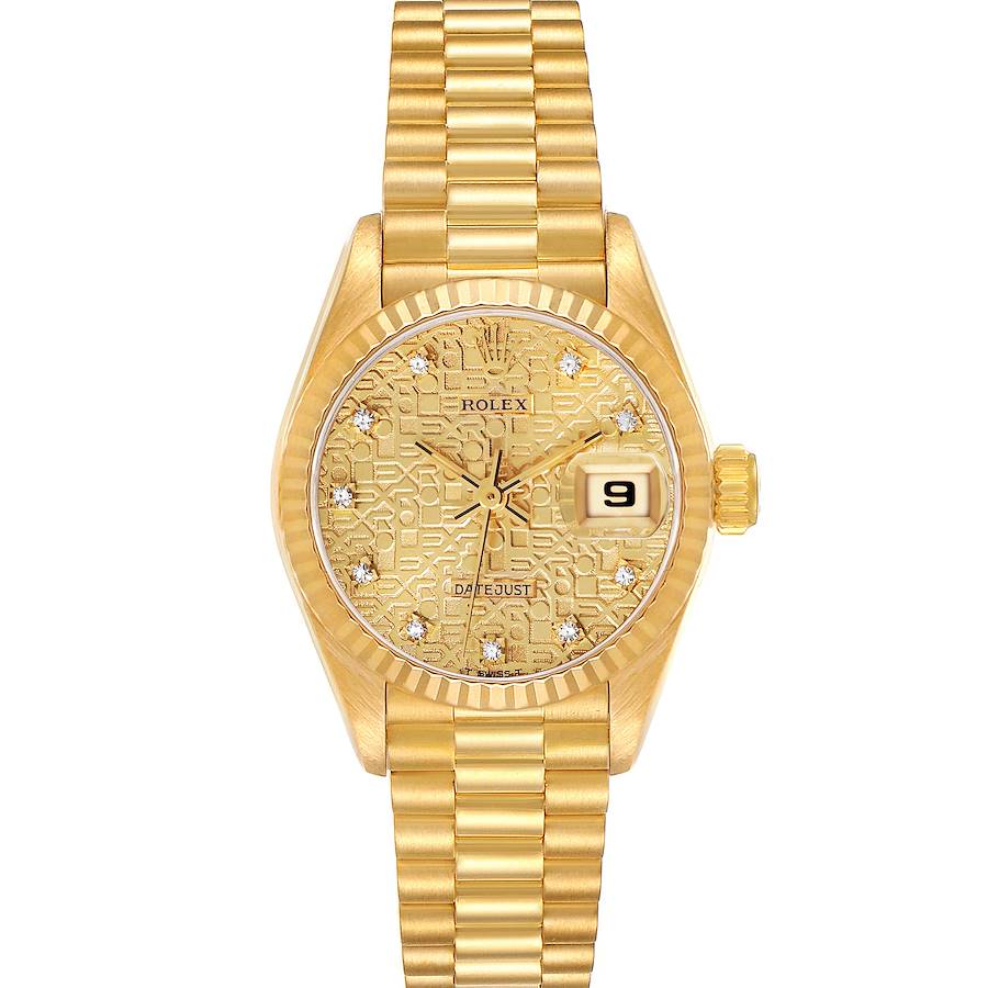 Rolex President Anniversary Diamond Dial Yellow Gold Ladies Watch 69178 Papers SwissWatchExpo