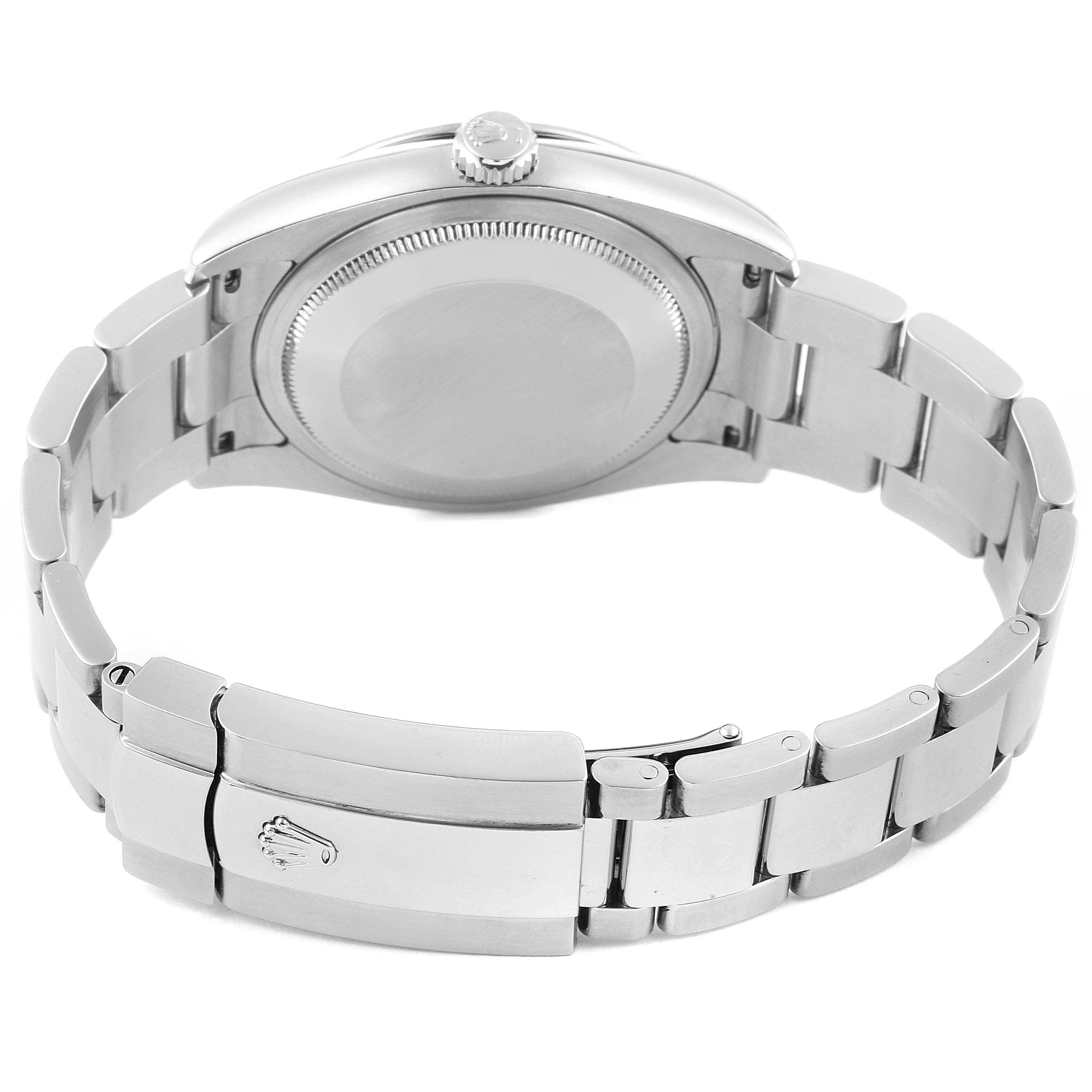 The image shows the back and band of a Rolex Turn-o-Graph 116264 Men's Stainless Steel White Dial 116264 Men's Stainless Steel White Dial watch at a rear angle.