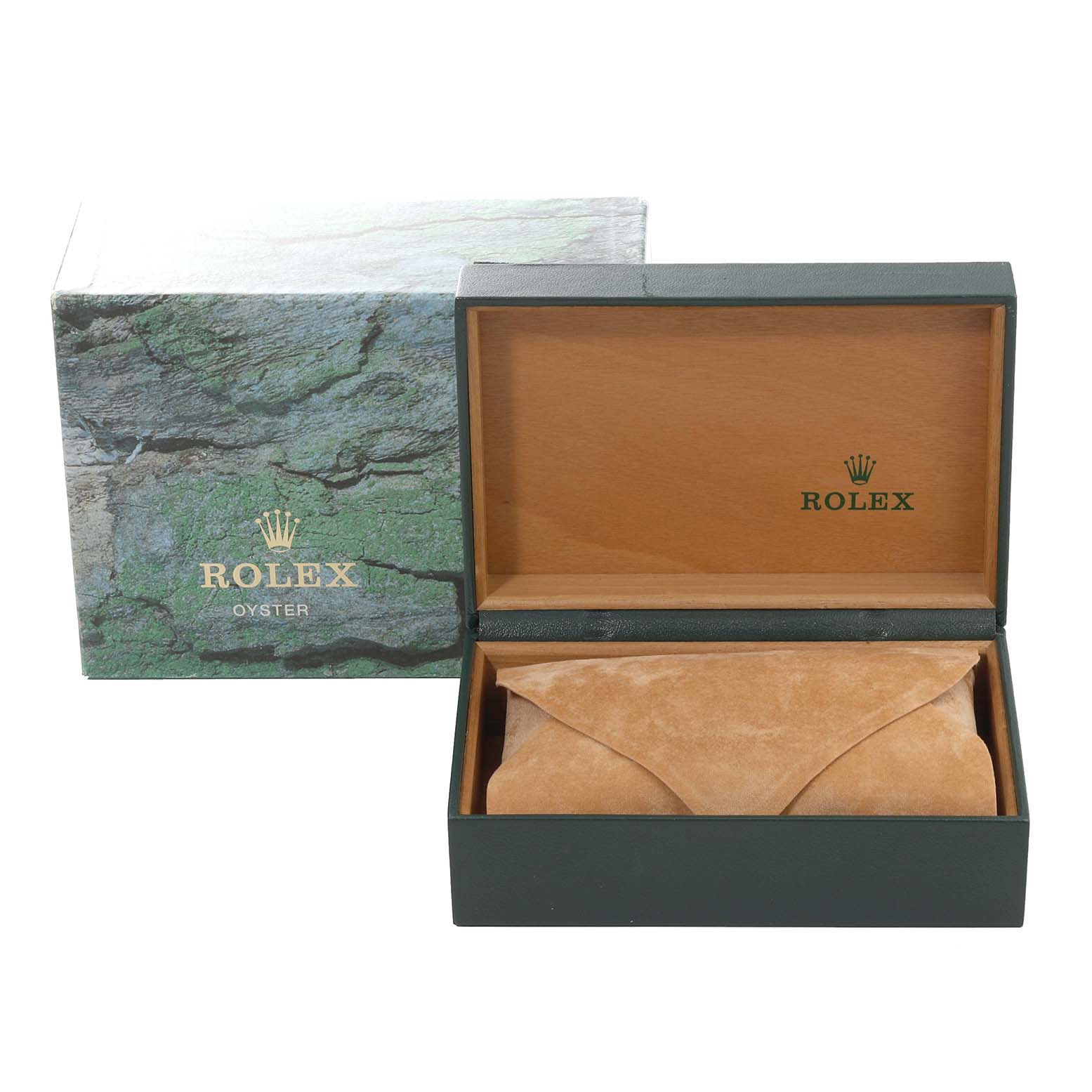 The image shows the box and packaging for the Rolex Yacht-Master 168622 Men's Stainless Steel Silver Dial 168622 Men's Stainless Steel Silver Dial watch.