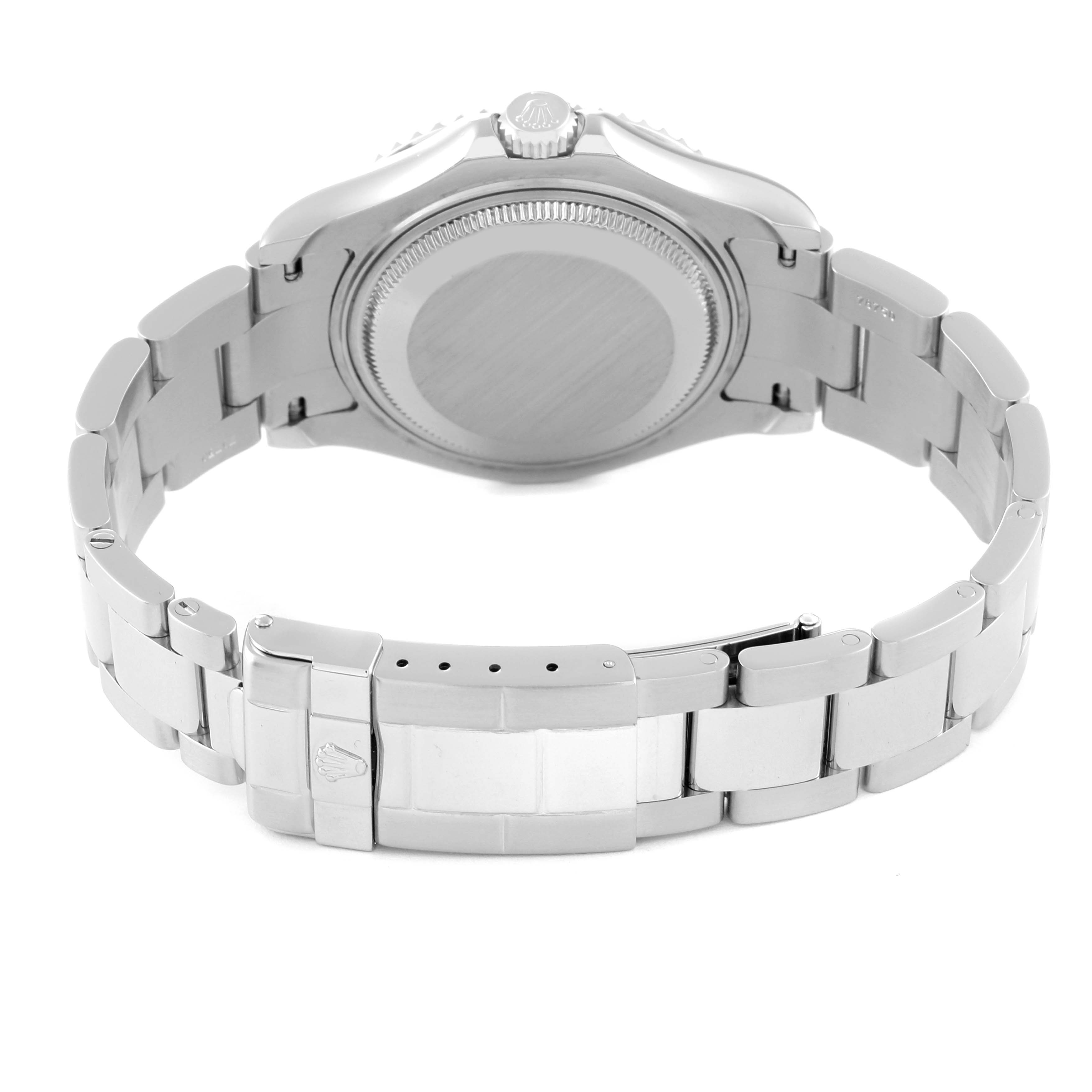 This image shows the back and bracelet of the Rolex Yacht-Master 168622 Men's Stainless Steel Silver Dial 168622 Men's Stainless Steel Silver Dial watch at a rear angle.