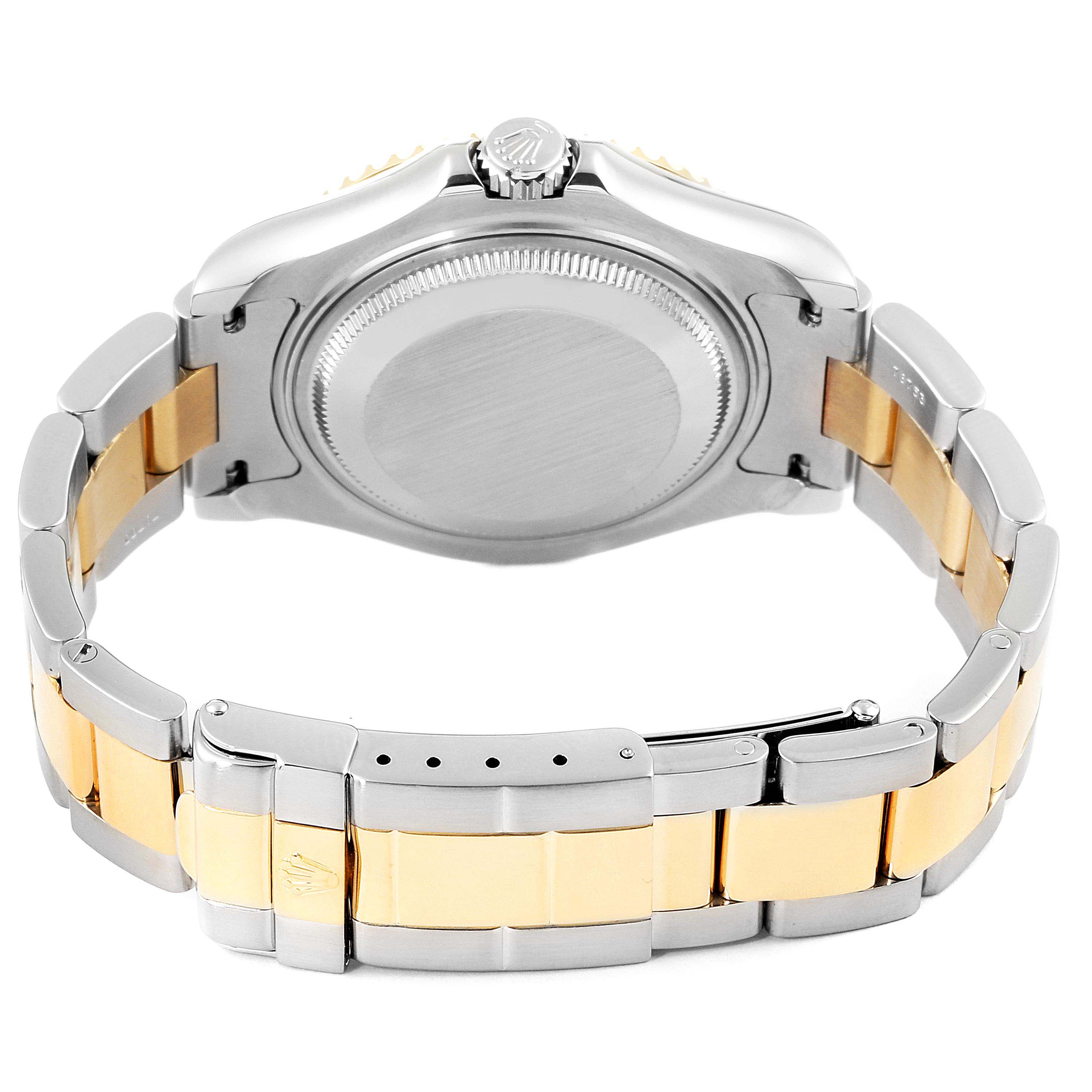 The image shows the back view of a Rolex Yacht-Master 68623 Men's Steel and Gold (two tone) White Dial 68623 Men's Steel and Gold (two tone) White Dial watch, highlighting the case back and two-tone bracelet.