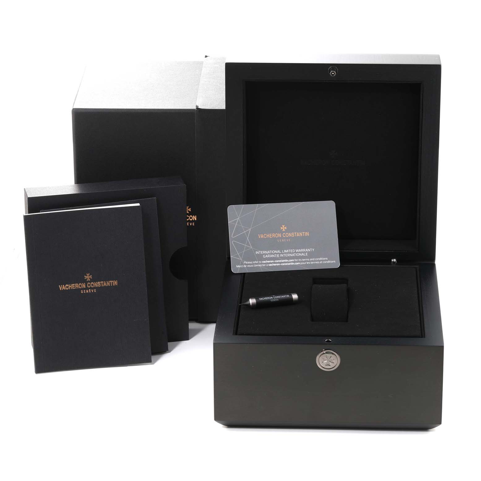 The image shows the box, warranty card, and booklets for the Vacheron Constantin Historiques 3110V/000A-B426 Men's Stainless Steel Silver Dial 3110V/000A-B426 Men's Stainless Steel Silver Dial model.