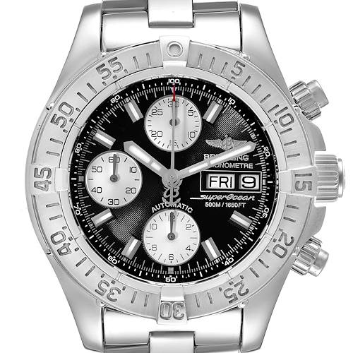 Photo of Breitling Aeromarine Superocean Black Dial Steel Mens Watch A13340 Box Papers