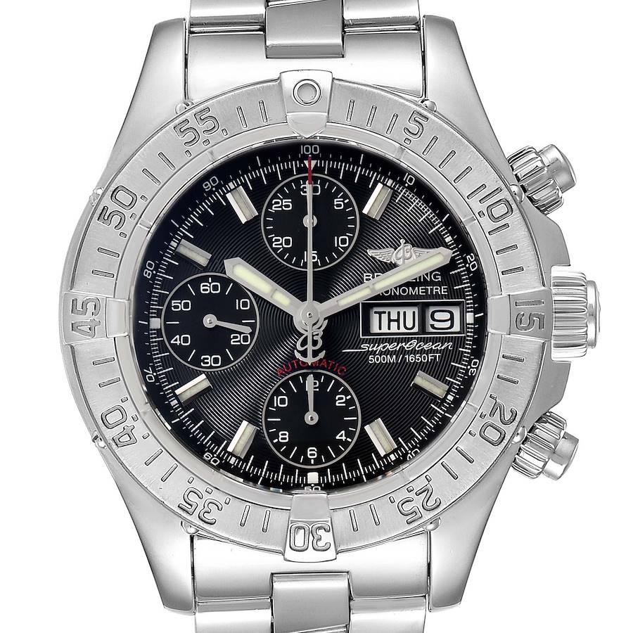 Breitling Superocean 42 Black Dial Steel Mens Watch A13340 Box Papers SwissWatchExpo