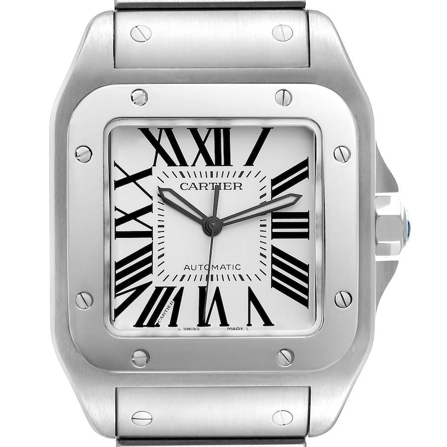 Cartier Santos 100 Automatic Large Steel Mens Watch W200737G Box Papers SwissWatchExpo