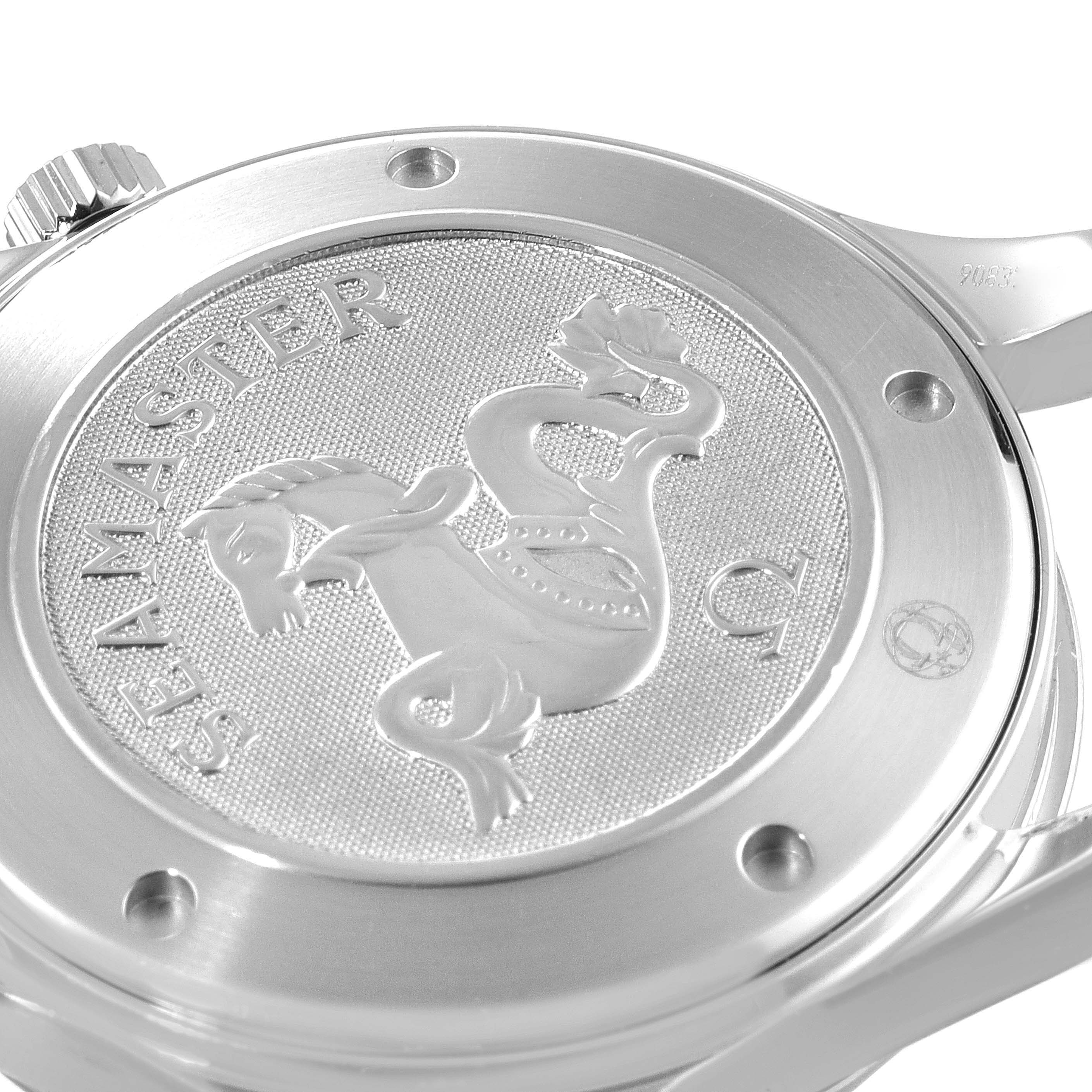 This image shows the case back of an Omega Seamaster 212.30.41.61.01.001 Men's Stainless Steel Black Dial 212.30.41.61.01.001 Men's Stainless Steel Black Dial watch, featuring the embossed emblem and branding.