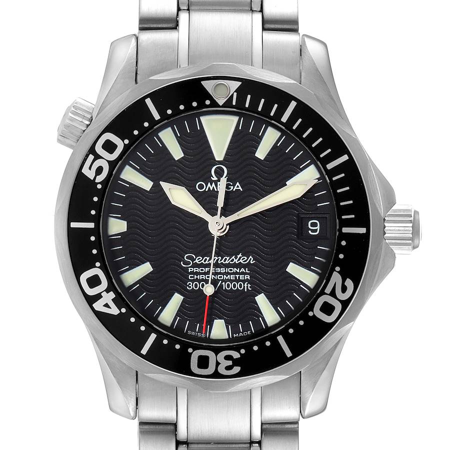 Omega Seamaster 36mm Midsize Black Wave Dial Steel Watch 2252.50.00 SwissWatchExpo