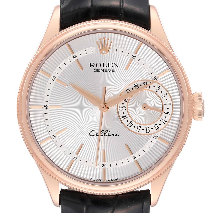 Rolex Cellini Date Rose Gold Silver Dial Mens Watch 50515 SwissWatchExpo