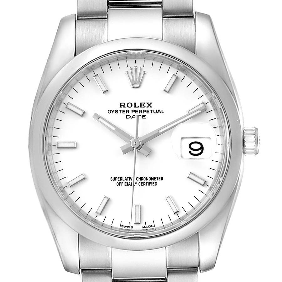 Rolex Date White Dial Oyster Bracelet Steel Mens Watch 115200 Box Card SwissWatchExpo
