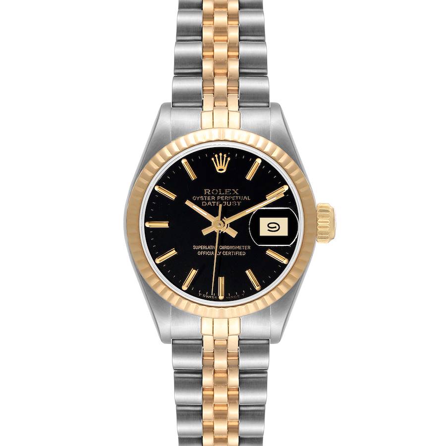 Rolex Datejust 26mm Steel Yellow Gold Black Dial Ladies Watch 69173 SwissWatchExpo