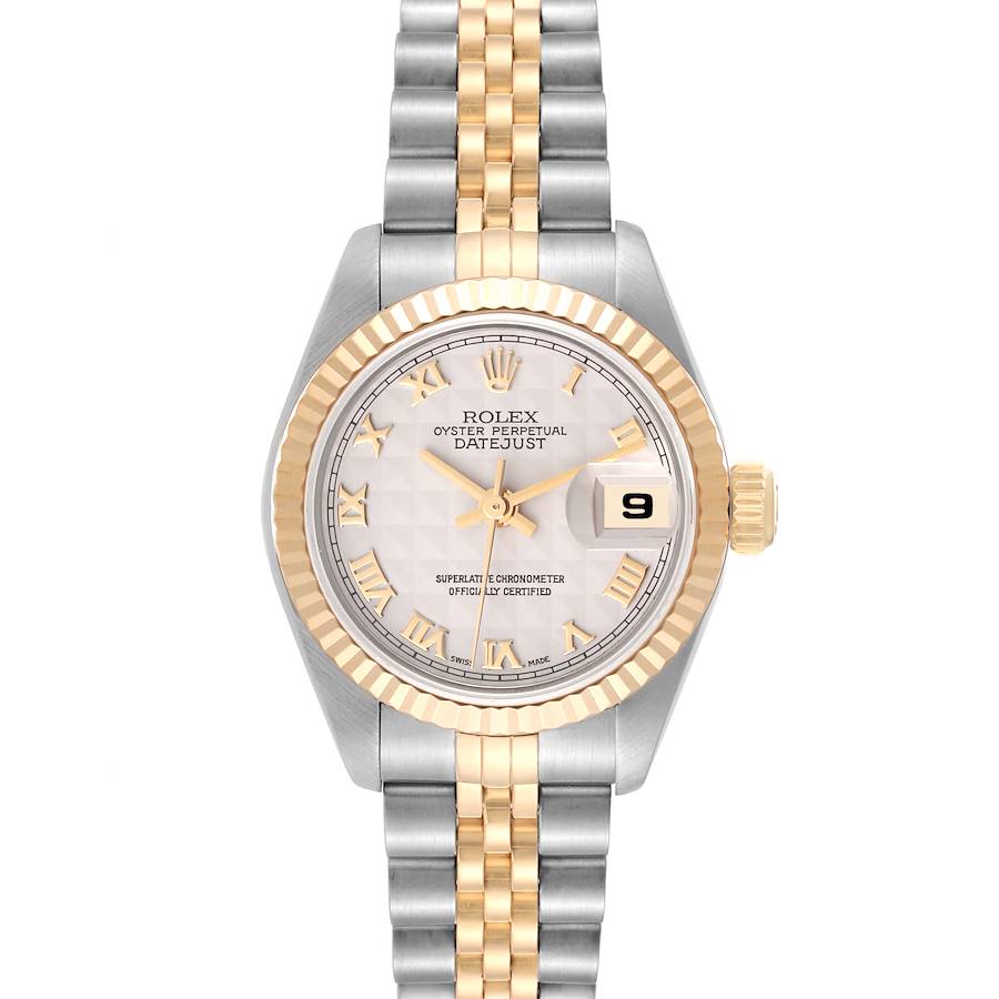 Rolex Datejust Ivory Pyramid Dial Steel Yellow Gold Ladies Watch 69173 Papers SwissWatchExpo