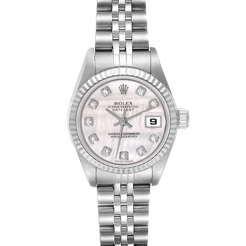 Photo of Rolex Datejust Steel White Gold Mother Of Pearl Diamond Dial Ladies Watch 79174 Papers