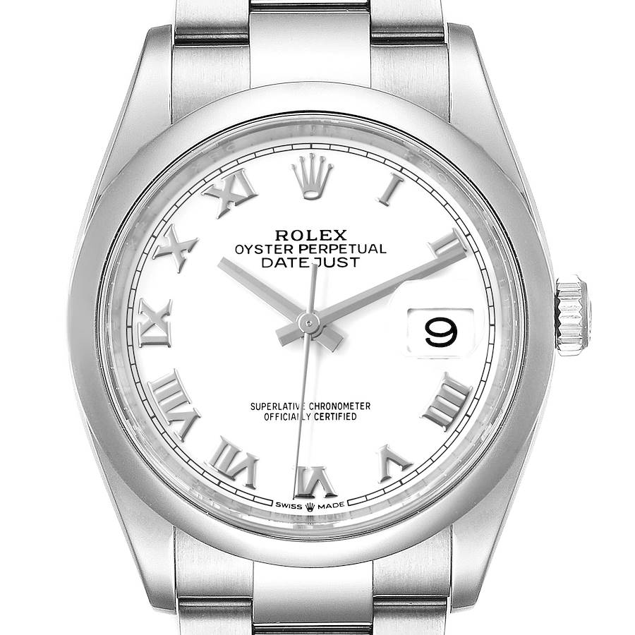 Rolex Datejust White Dial Steel Mens Watch 126200 Box Card SwissWatchExpo
