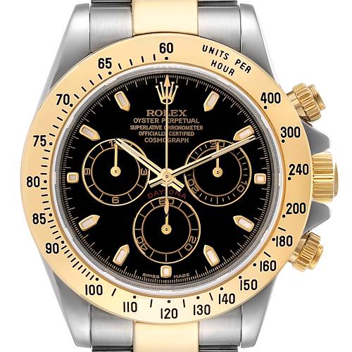 Photo of Rolex Daytona Steel Yellow Gold Black Dial Mens Watch 116523 Box Papers