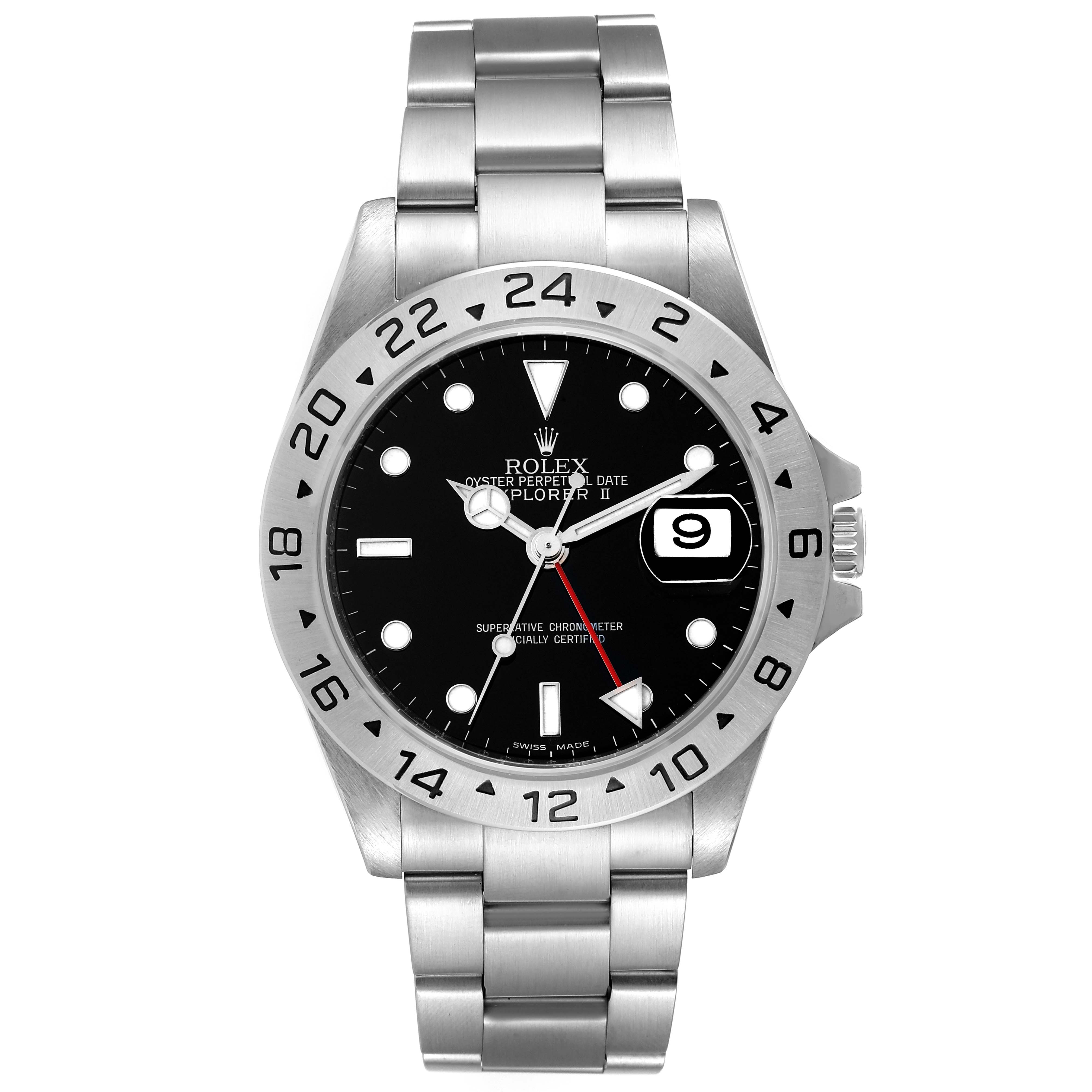 The Rolex Explorer 16570T Men
s Stainless Steel Black Dial 16570T Men
s Stainless Steel Black Dial model watch is shown from the front, displaying its dial, bezel, crown, and bracelet.