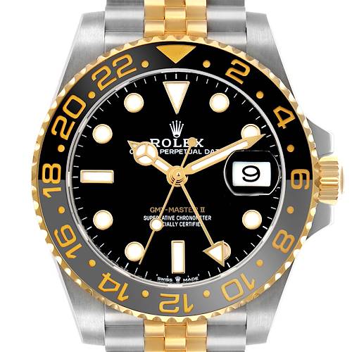 Photo of Rolex GMT Master II Steel Yellow Gold Zombie Black Grey Watch 126713 Unworn