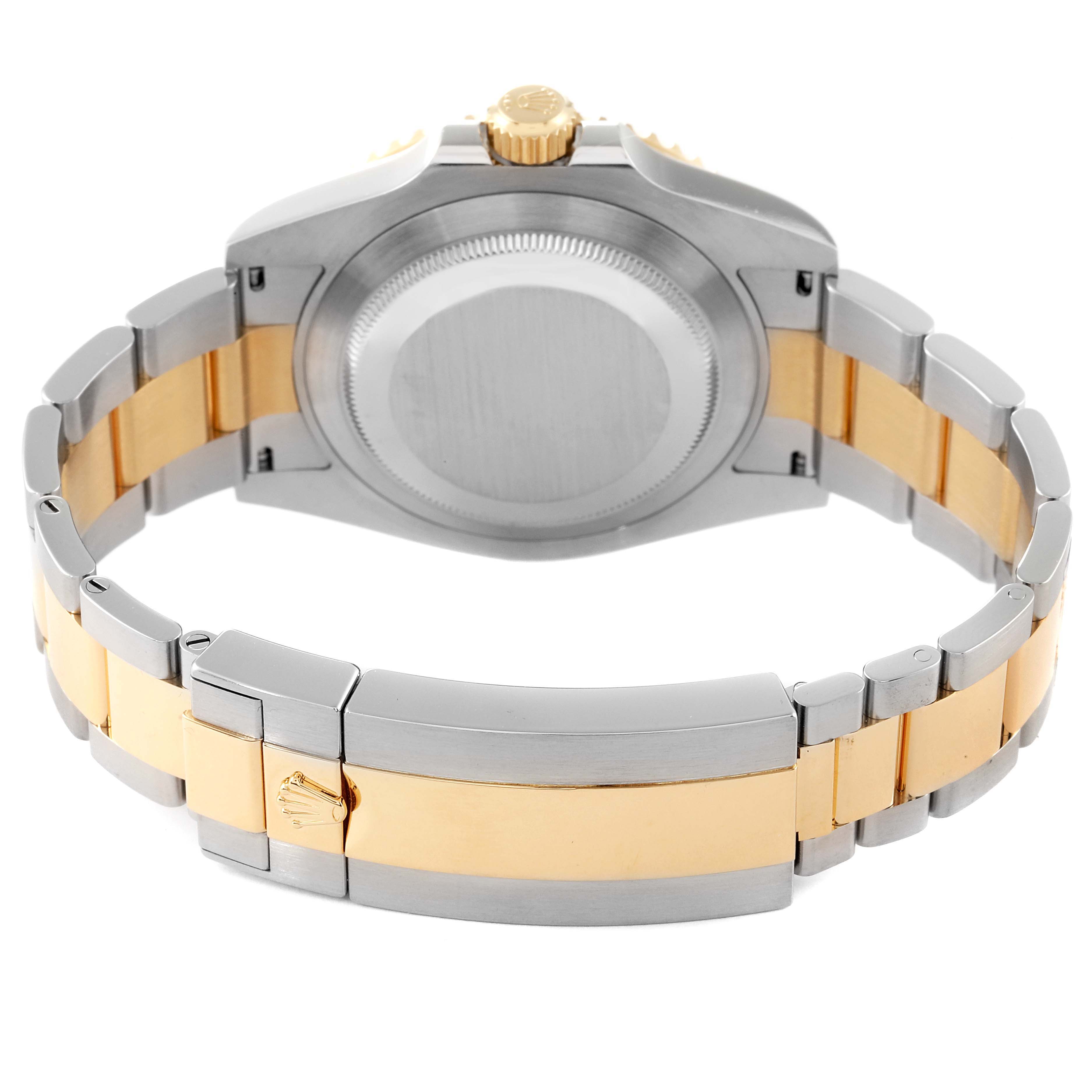 The image shows the back view and clasp of a Rolex Submariner 126613 Men's Steel and Gold (two tone) Blue Dial 126613 Men's Steel and Gold (two tone) Blue Dial watch, featuring a two-tone metal bracelet.