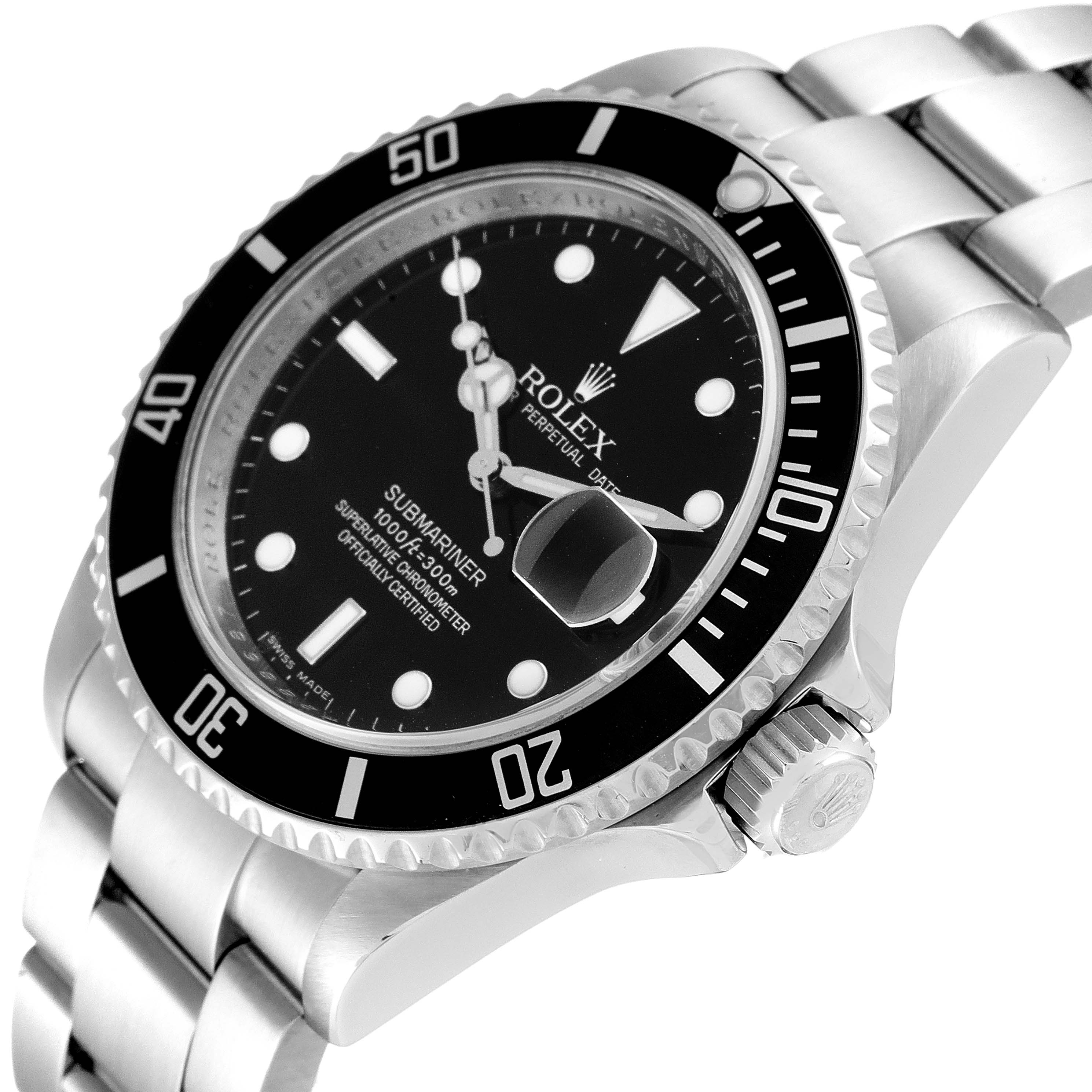 Rolex Submariner Black Dial Steel Mens Watch 16610 Box Card ...