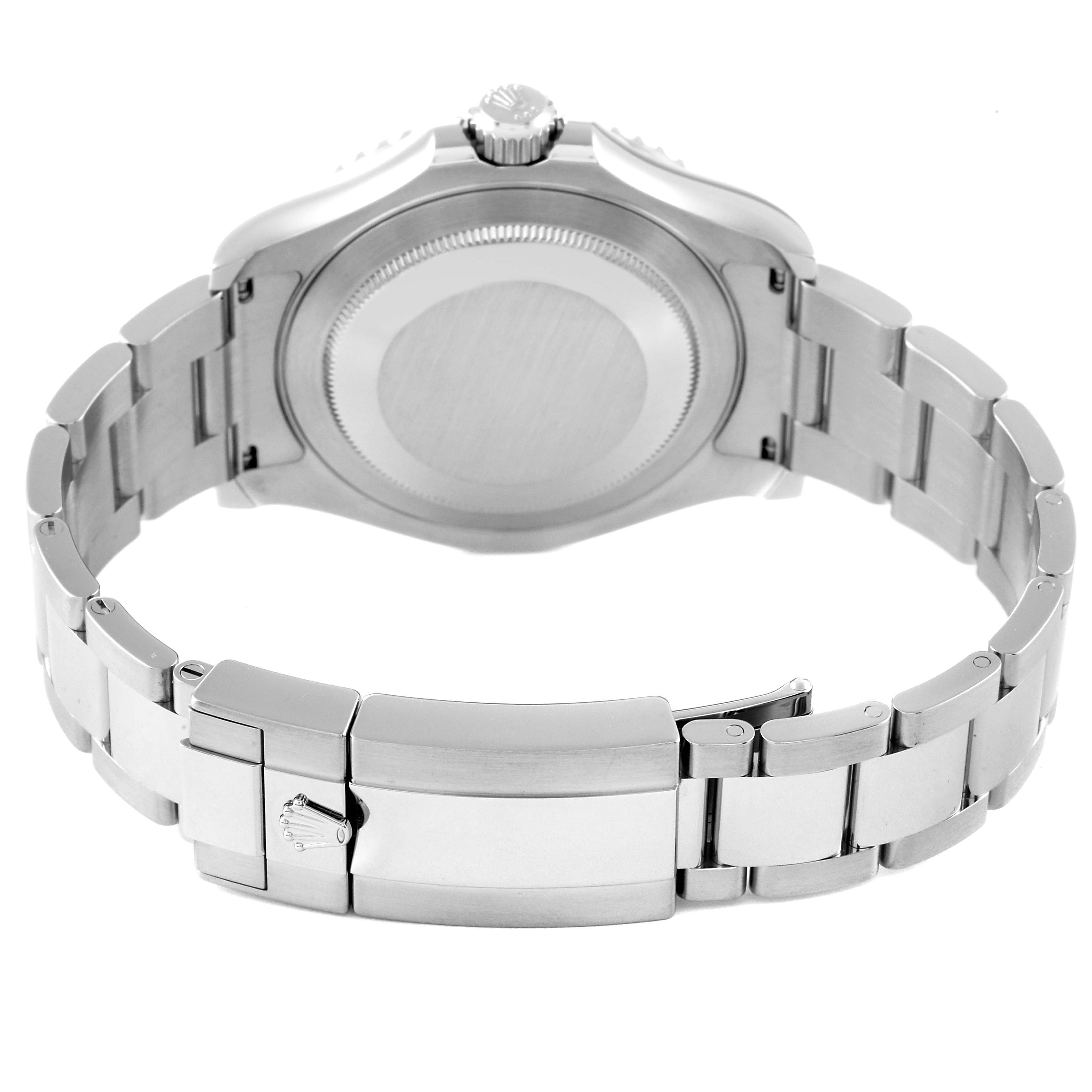 This image shows the back case, bracelet, and clasp of a Rolex Yacht-Master 126622 Men's Stainless Steel Blue Dial 126622 Men's Stainless Steel Blue Dial watch from a rear angle.