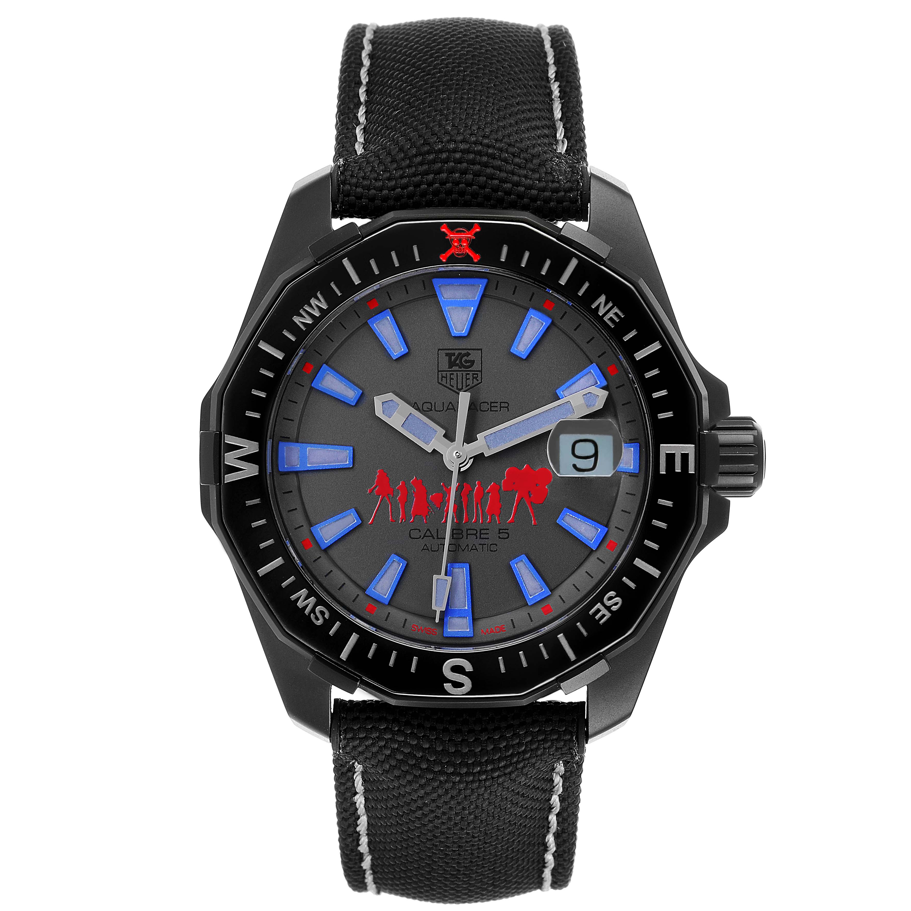 The Tag Heuer Aquaracer WAY218C.FC6364 Men's Titanium Grey Dial WAY218C.FC6364 Men's Titanium Grey Dial watch is shown from a front view, displaying the dial, bezel, and strap.