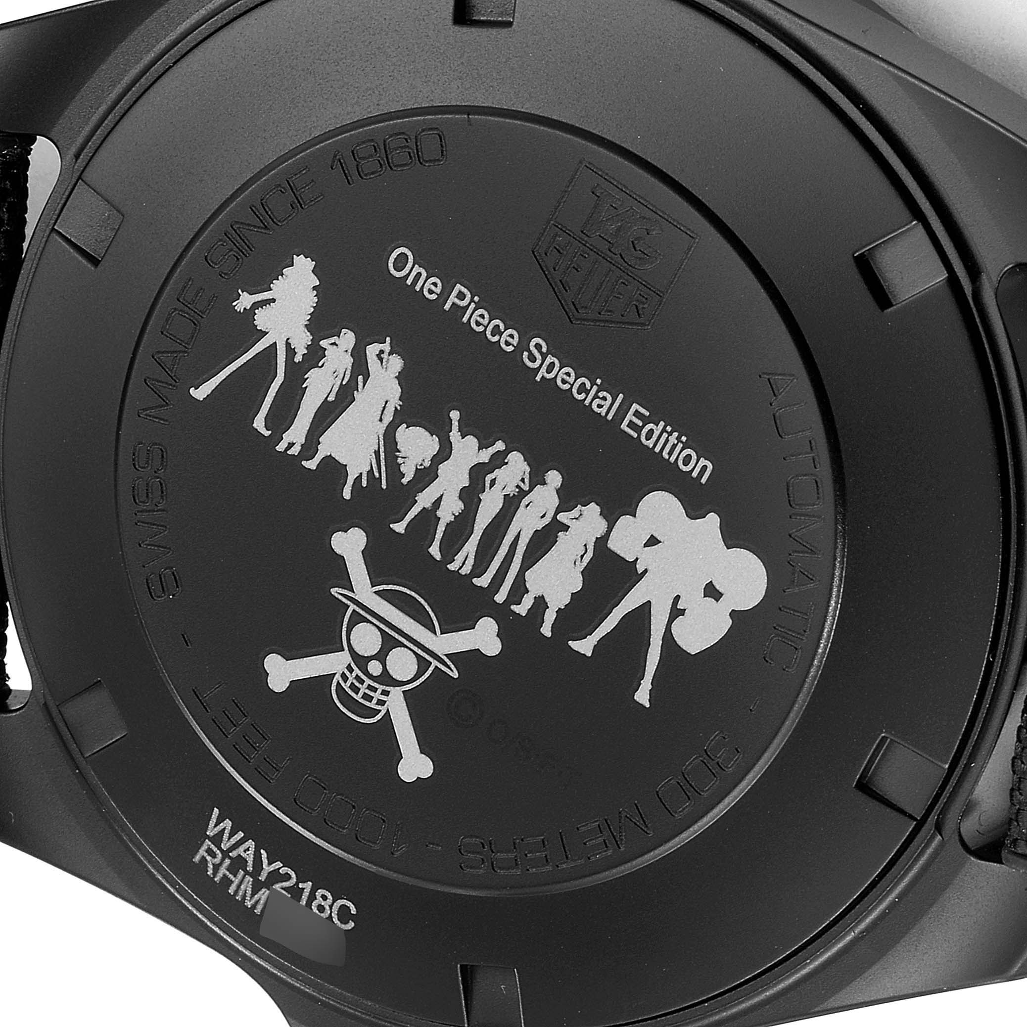 The image shows the back of a Tag Heuer Aquaracer WAY218C.FC6364 Men's Titanium Grey Dial WAY218C.FC6364 Men's Titanium Grey Dial One Piece Special Edition watch.