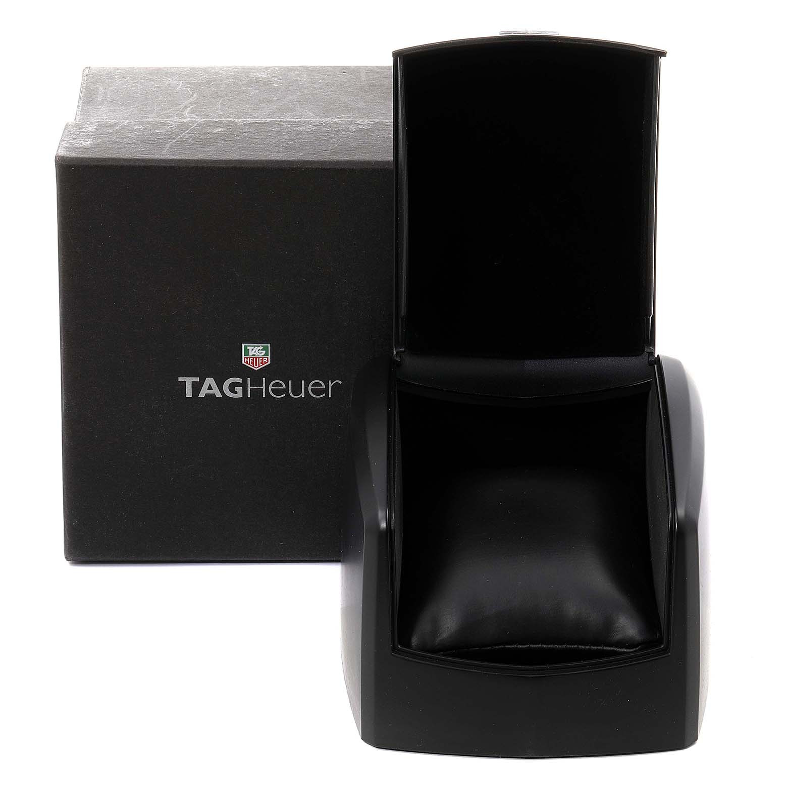 This image shows the box and open case for a Tag Heuer Carrera WAR2453.BD0777 Women's Steel and Gold (two tone) Mother of Pearl Dial WAR2453.BD0777 Women's Steel and Gold (two tone) Mother of Pearl Dial model watch.