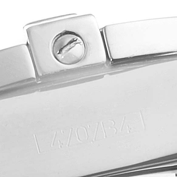 The image shows a close-up of the buckle and part of the strap for the Breitling A71356 Women
s Stainless Steel Mother of Pearl Dial A71356 Women
s Stainless Steel Mother of Pearl Dial Cockpit Mother of Pearl Diamond Ladies Watch A71356 model.