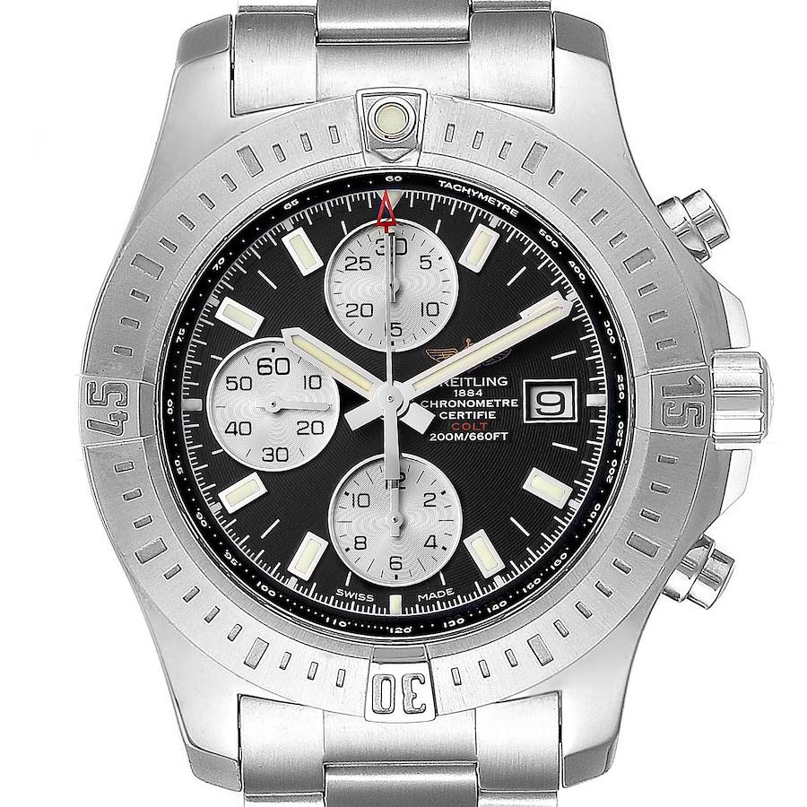 Breitling Colt Black Dial Stainless Steel Mens Watch A13388 Box SwissWatchExpo