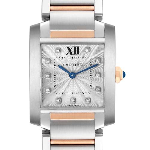Photo of Cartier Tank Francaise Midsize Steel Rose Gold Diamond Watch WE110005 Papers