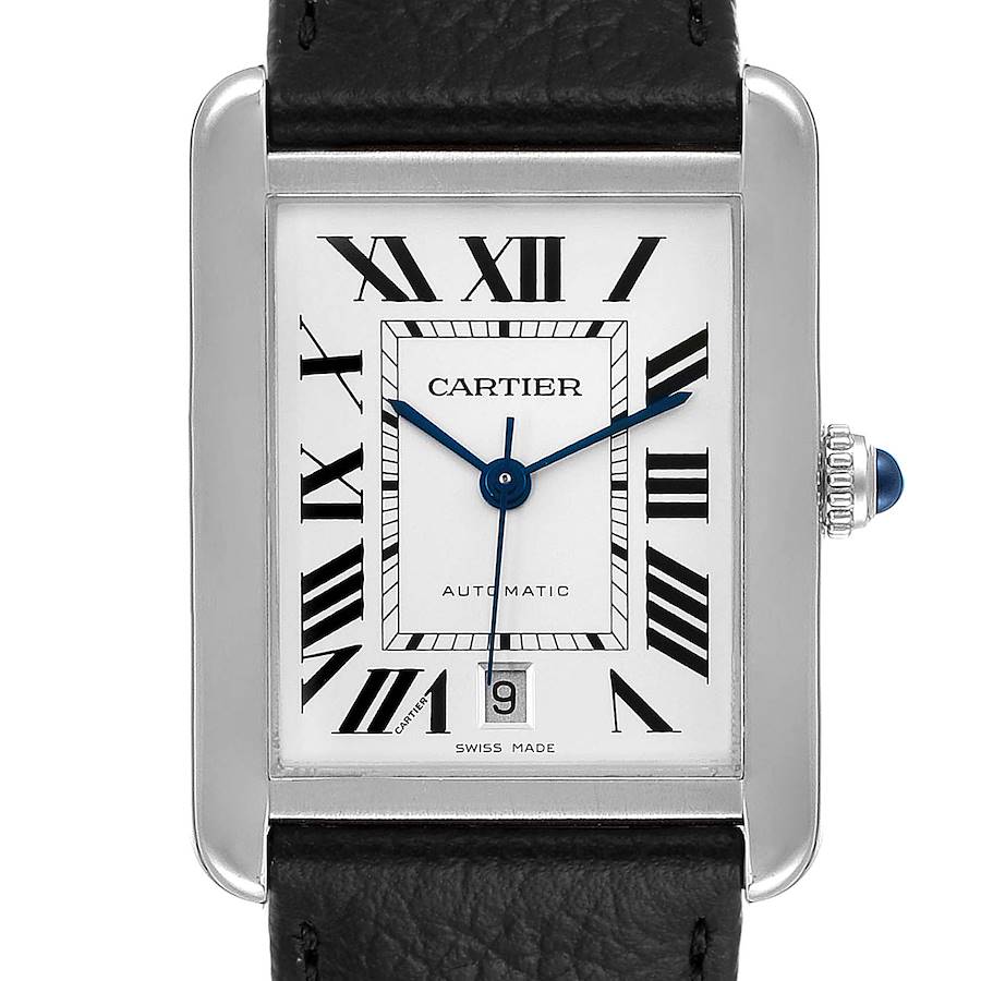 Cartier Tank Solo XL Automatic Date Stainless Steel Mens Watch W5200027 Box SwissWatchExpo