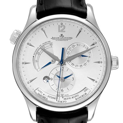 Photo of Jaeger Lecoultre Master Geographic Mens Watch 176.8.29.S Q1428421 Box Papers