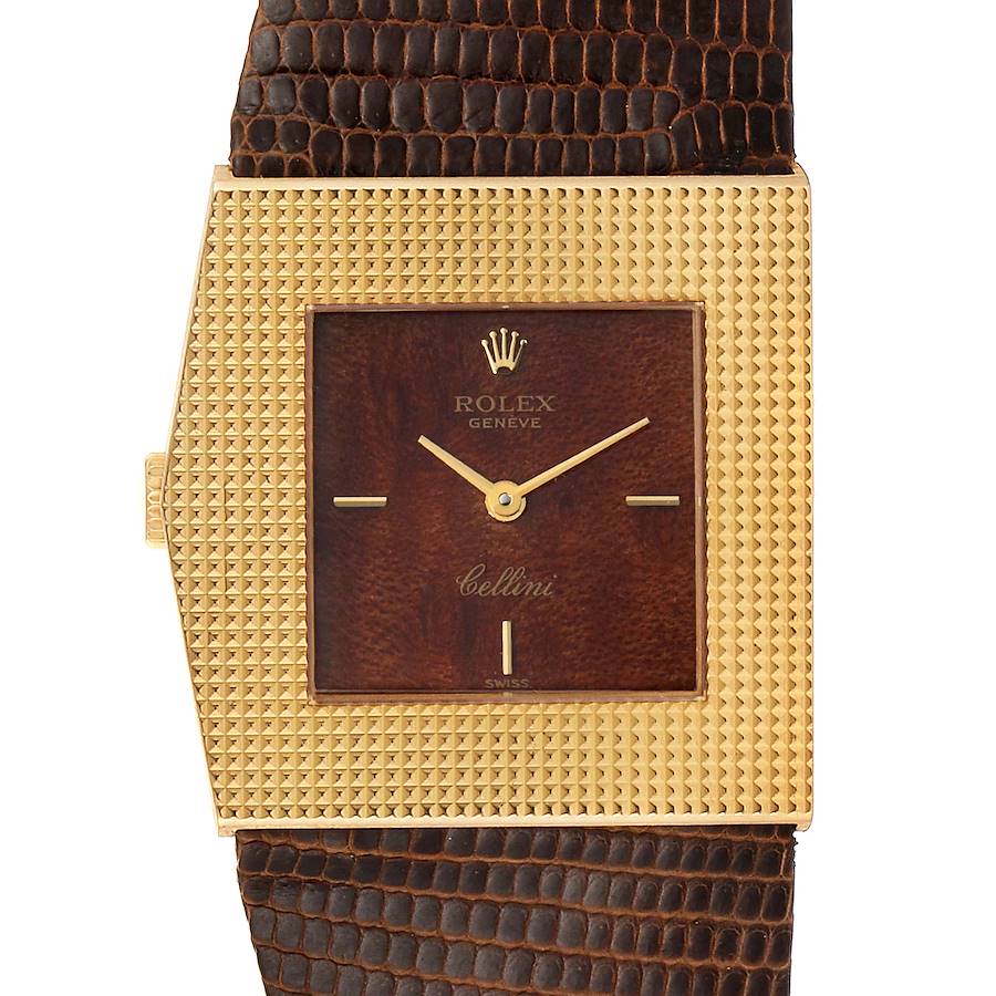 Rolex Cellini Midas Yellow Gold Wood Dial Vintage Mens Watch 4126 SwissWatchExpo