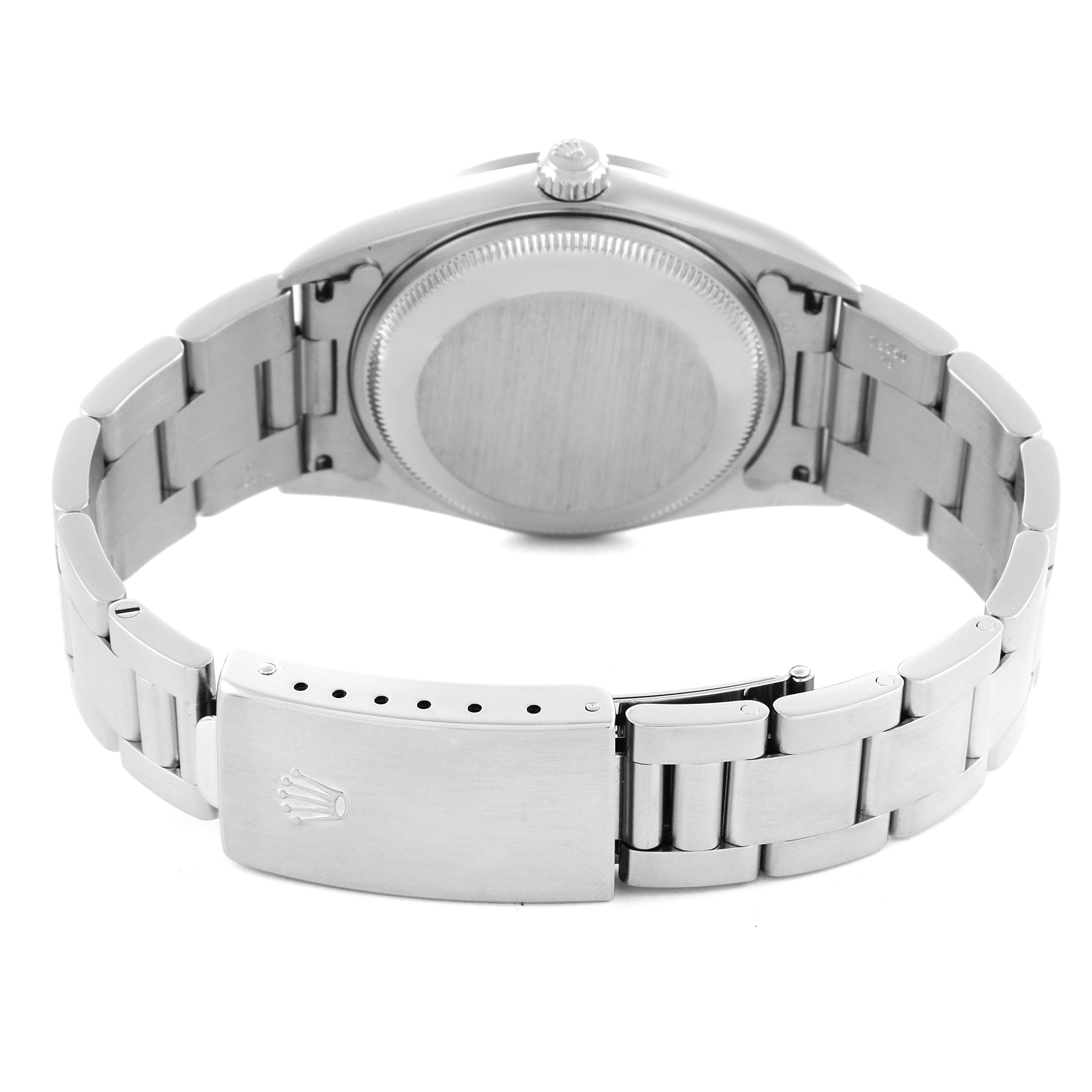 The image shows the back and bracelet clasp of a Rolex Date 15200 Men's Stainless Steel Silver Dial 15200 Men's Stainless Steel Silver Dial model, viewed from behind.