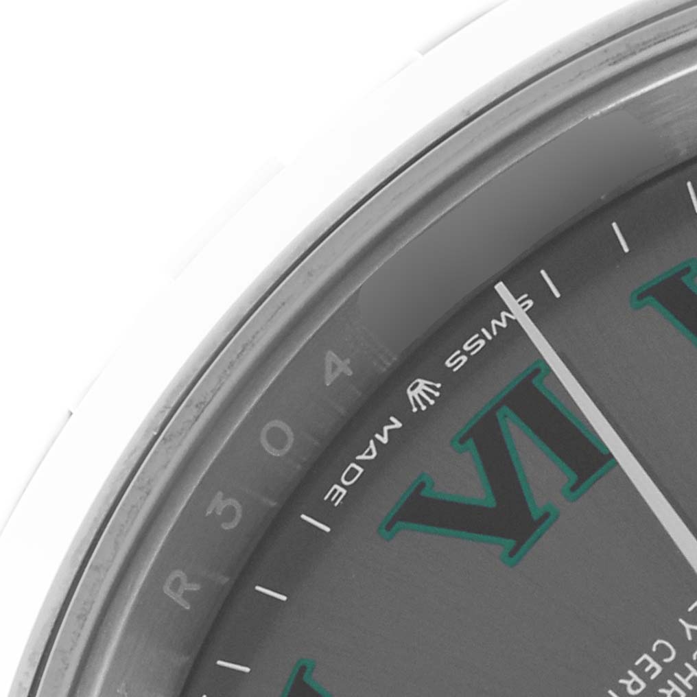 The image shows a close-up of the dial edge and markers of a Rolex Datejust 41 67197 Men's Stainless Steel Grey Dial 67197 Men's Stainless Steel Grey Dial.