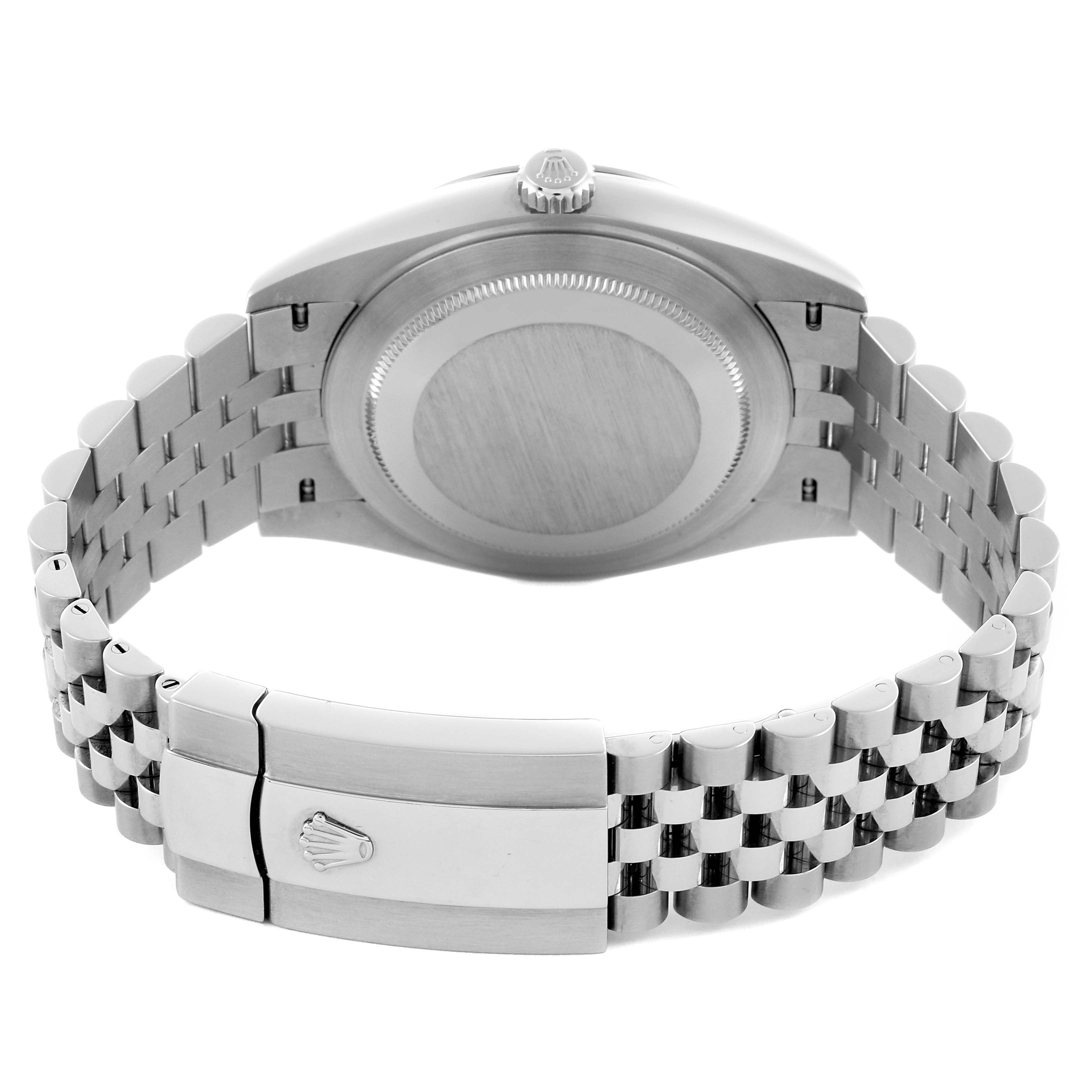 The image shows the back view of a Rolex Datejust 41 67197 Men's Stainless Steel Grey Dial 67197 Men's Stainless Steel Grey Dial, highlighting the bracelet and clasp.
