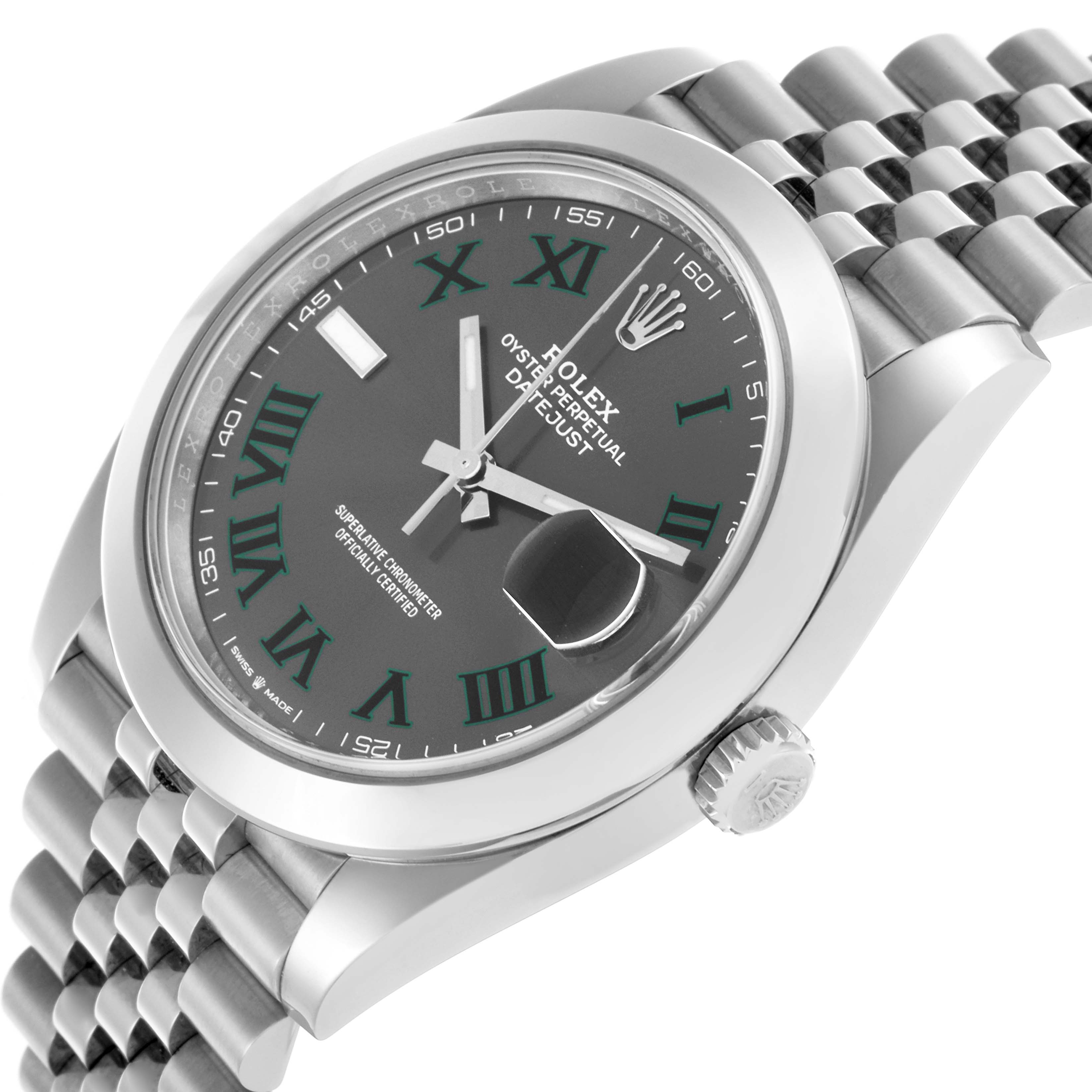 The Rolex Datejust 41 67197 Men's Stainless Steel Grey Dial 67197 Men's Stainless Steel Grey Dial is shown at a slight angle, displaying the watch face and part of the bracelet and bezel.