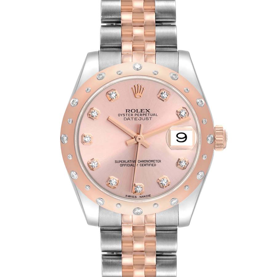 Rolex Datejust Midsize Steel Rose Gold Diamond Ladies Watch 178341 SwissWatchExpo