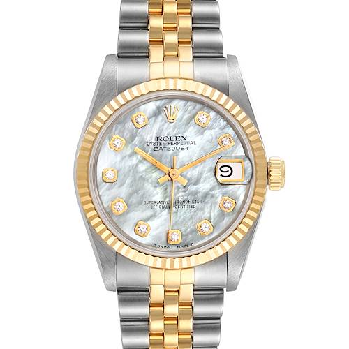 Photo of Rolex Datejust Midsize Steel Yellow Gold MOP Diamond Watch 68273 Box Papers