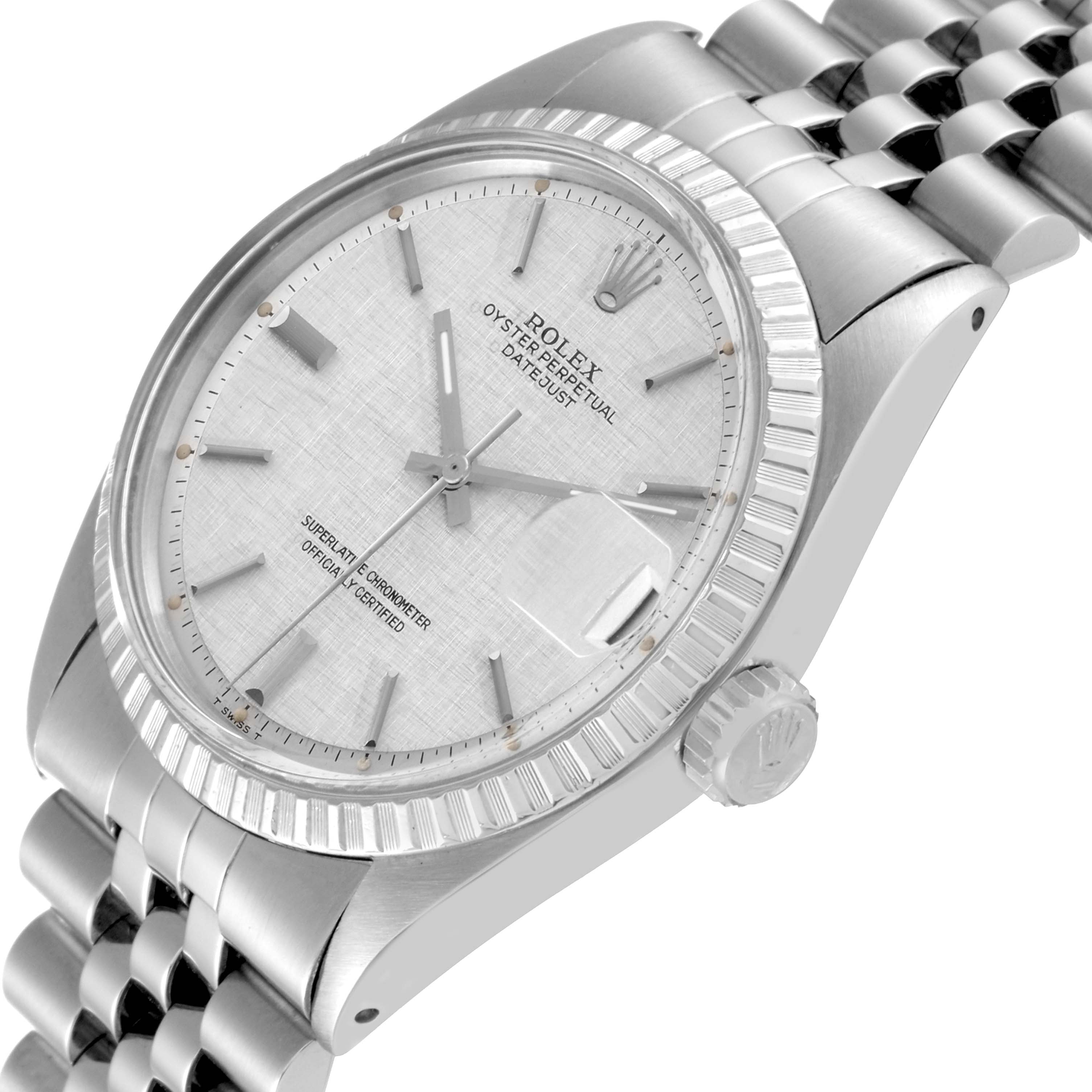 The Rolex Vintage Collection 1603 Men's Stainless Steel Silver Dial 1603 Men's Stainless Steel Silver Dial watch is shown from a front angle, highlighting the bezel, dial, hands, and part of the bracelet.