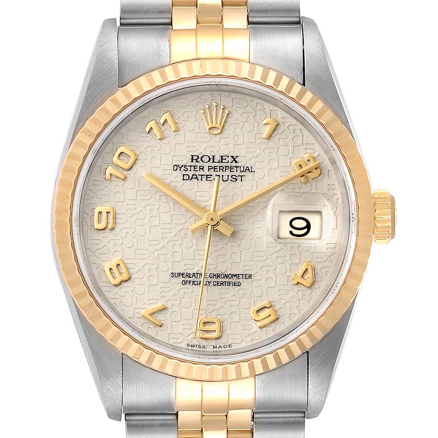 Rolex Datejust Steel 18K Yellow Gold Mens Watch 16233 Box Papers SwissWatchExpo