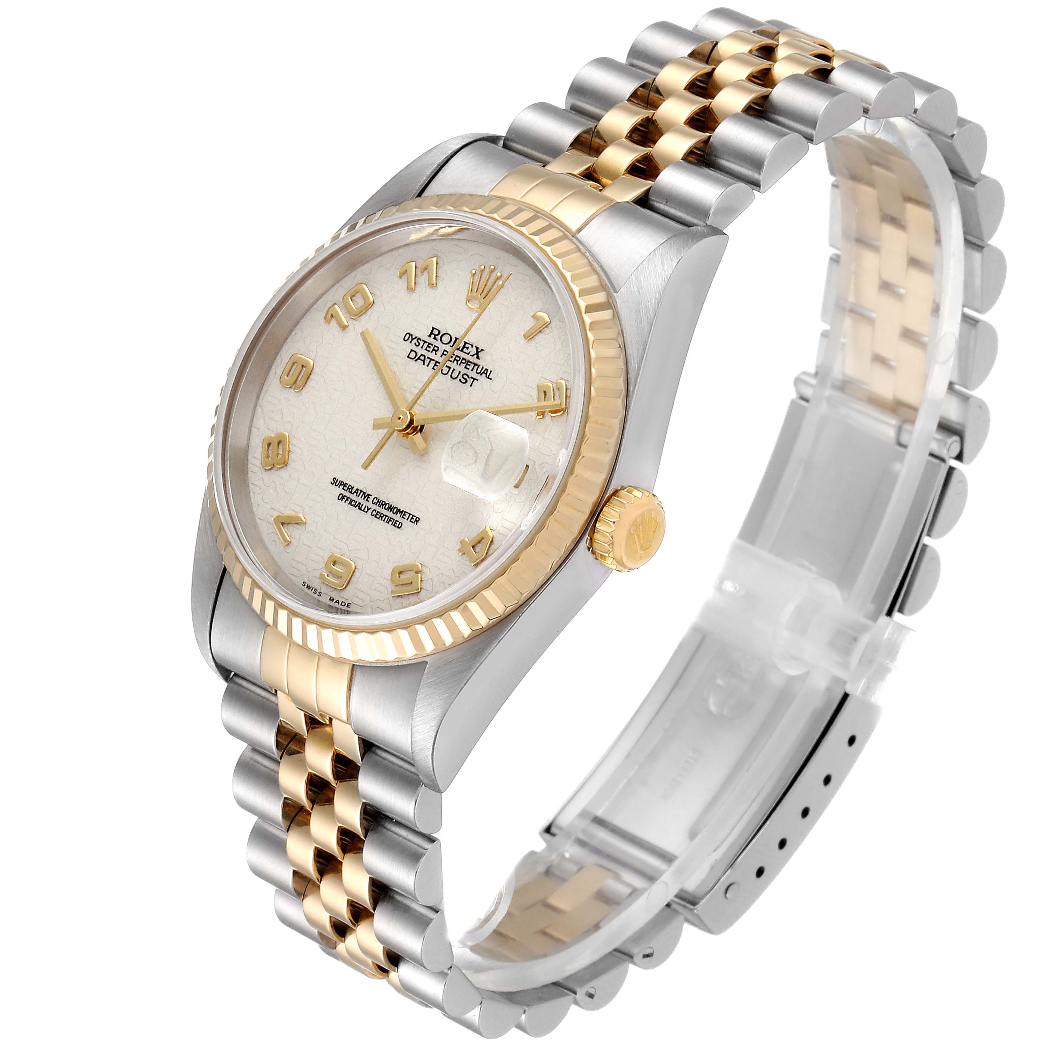 Rolex Datejust Steel 18K Yellow Gold Mens Watch 16233 Box Papers ...