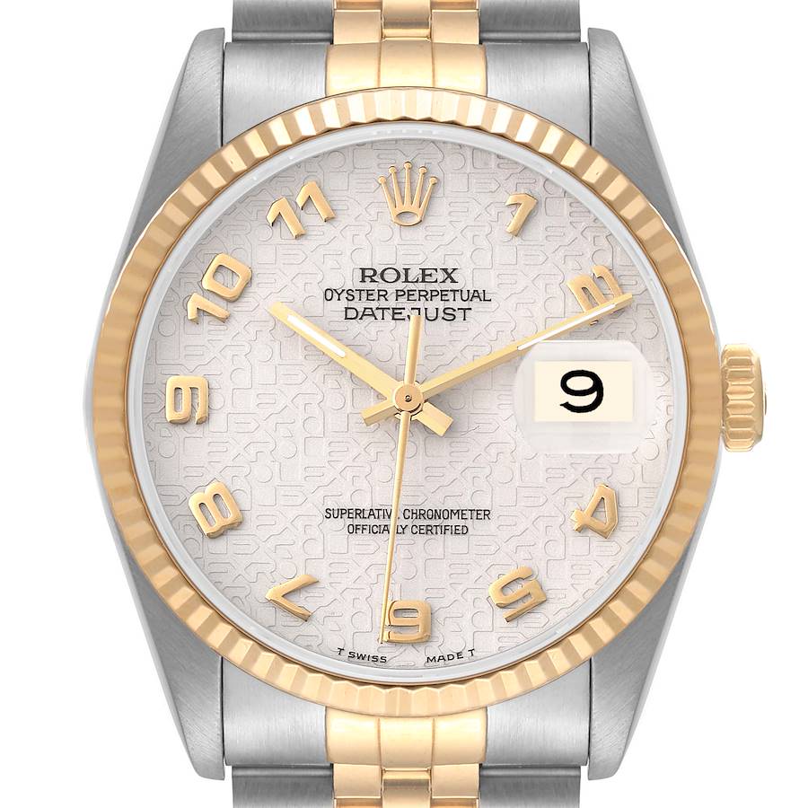 Rolex Datejust Steel Yellow Gold Ivory Anniversary Dial Mens Watch 16233 SwissWatchExpo