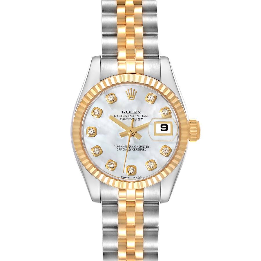 Rolex Datejust Steel Yellow Gold Mother Of Pearl Diamond Dial Ladies Watch 179173 SwissWatchExpo